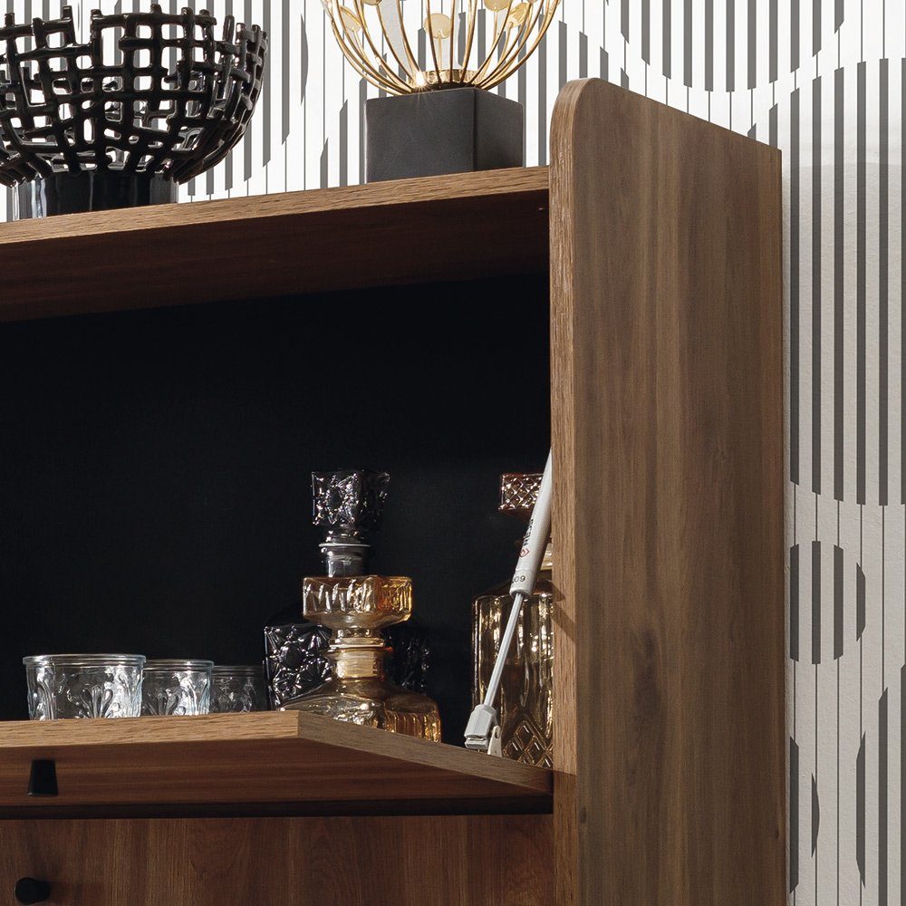 Lomadox Barschrank VAREDO-132 in Eiche Nb. Wohnzimmer Möbel im modernen Vin günstig online kaufen