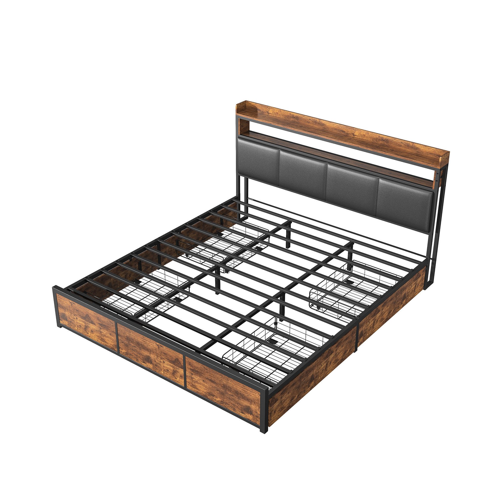 Furnishings Home Polsterbett Stauraumbett LED Doppelbett, günstig online kaufen