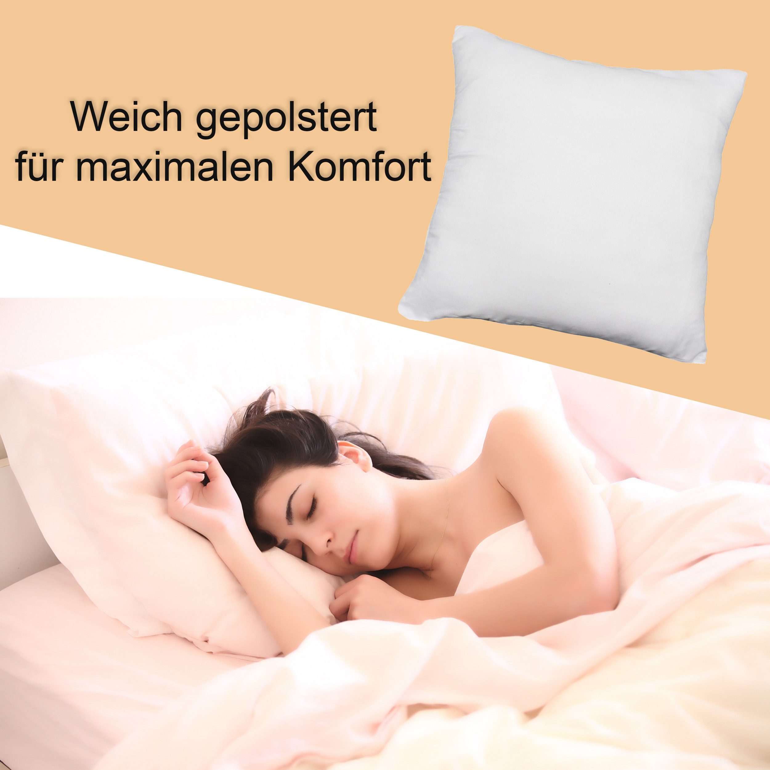 Haus und Deko Kopfkissen Kopfkissen Füllkissen Kissenfüllung Couchkissen Dekokissen Sofakissen, Bezug: Lustrasil Vlies, seitenschläfer,rückenschläfer,bauchschläfer