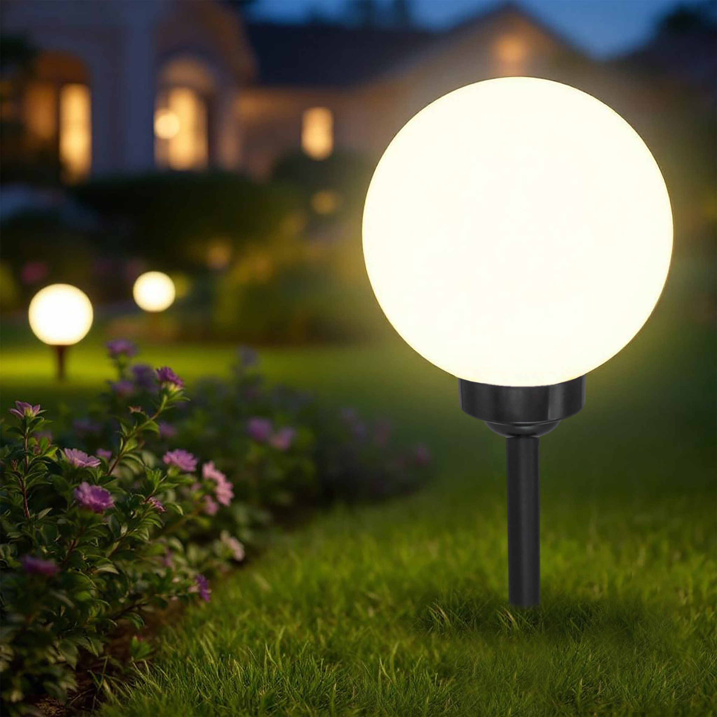 Spetebo LED Kugelleuchte Solarlampe höhenverstellbar mit Erdspieß - Ø 20 cm günstig online kaufen
