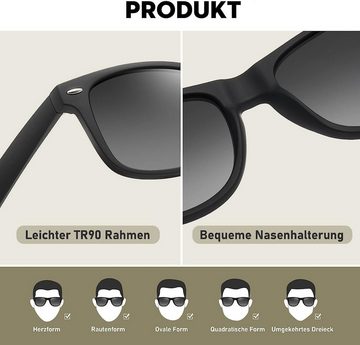 NATICY Sonnenbrille Sonnenbrille Herren Damen Polarisiert Retro Stil Rechteckig Klassisch