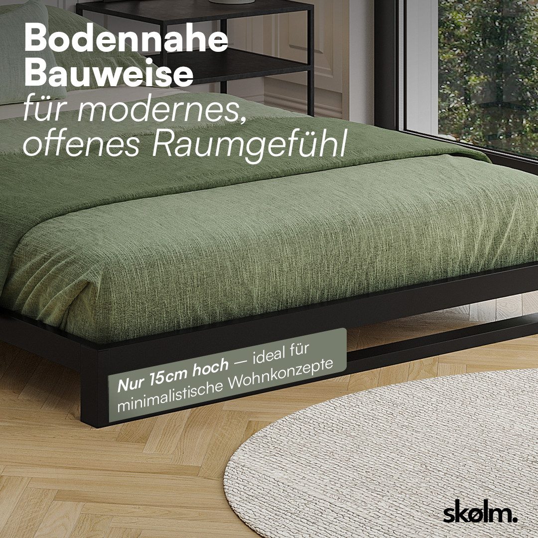 skølm Bettgestell Vidar inkl. Lattenrost, Metallbett in verschiedenen Größen, 140x200 cm, auch verfügbar in 120/160/180 x 200 cm – Bild 5 von 5