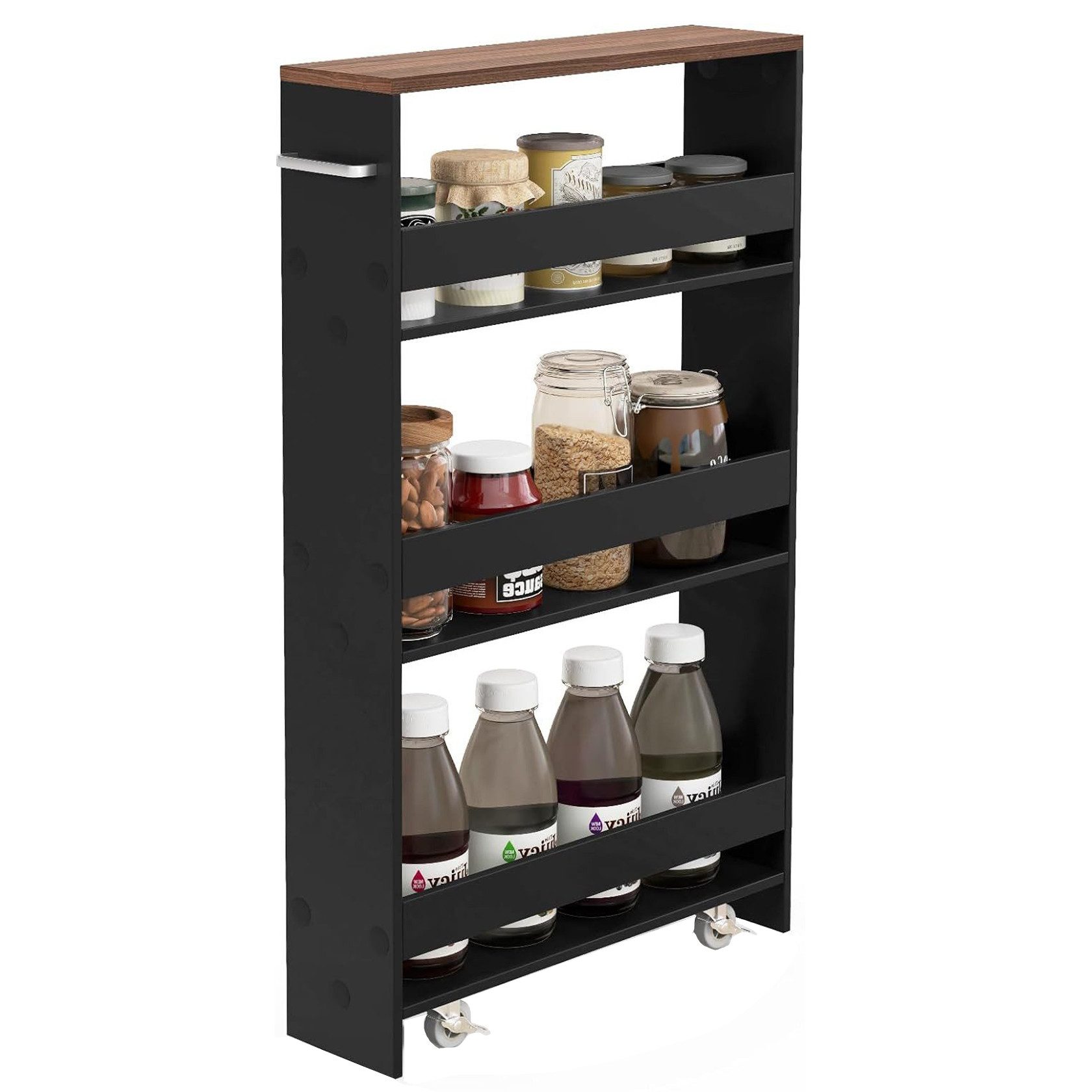 KOMFOTTEU Regalwagen Nischenregal, 4 Ebenen, mit Griff