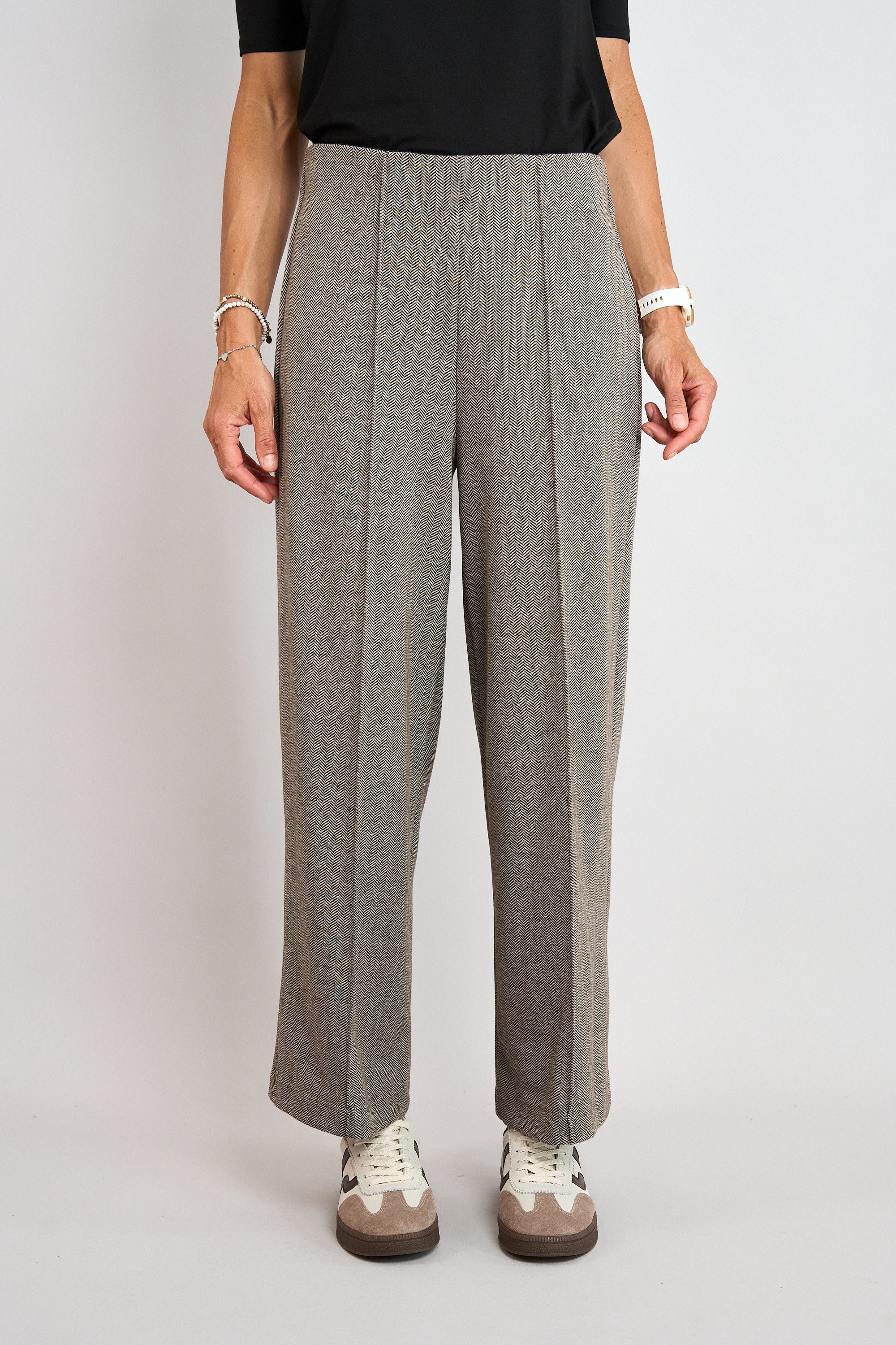 Seidel Moden Stoffhose mit feinem Muster / Bundfalte / MADE IN GERMANY