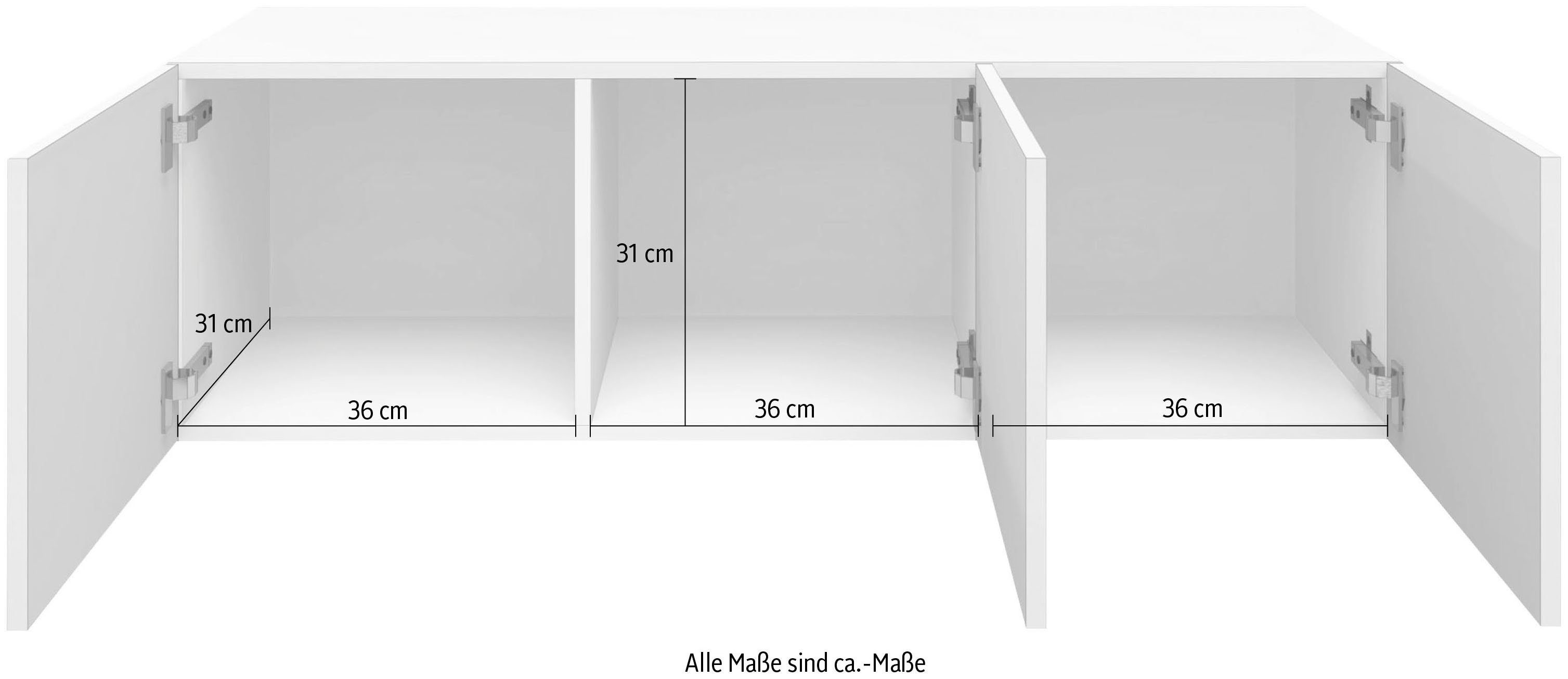 borchardt Möbel Lowboard Vaasa, Breite hängend weiß matt/graphit 114 cm, Hochglanz nur