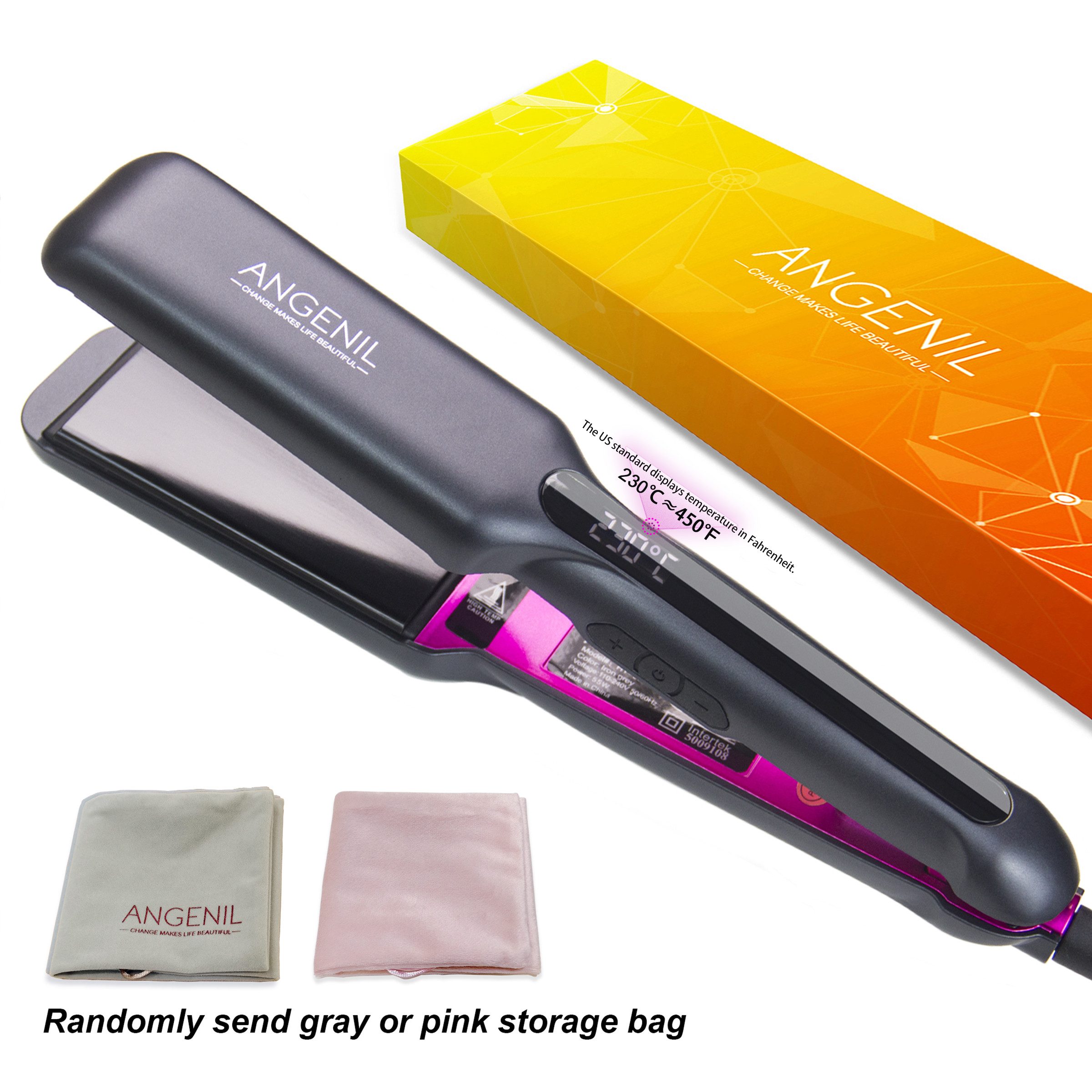 ANGENIL Glätteisen für Locken und Glätten, Haarglätter und Lockenstab 2 in 1, Haar Glätteisen Keramik Ionen Technologie, Glatteisen 1.6" Breite Platten, Hair Iron Straightener Glatte Haare