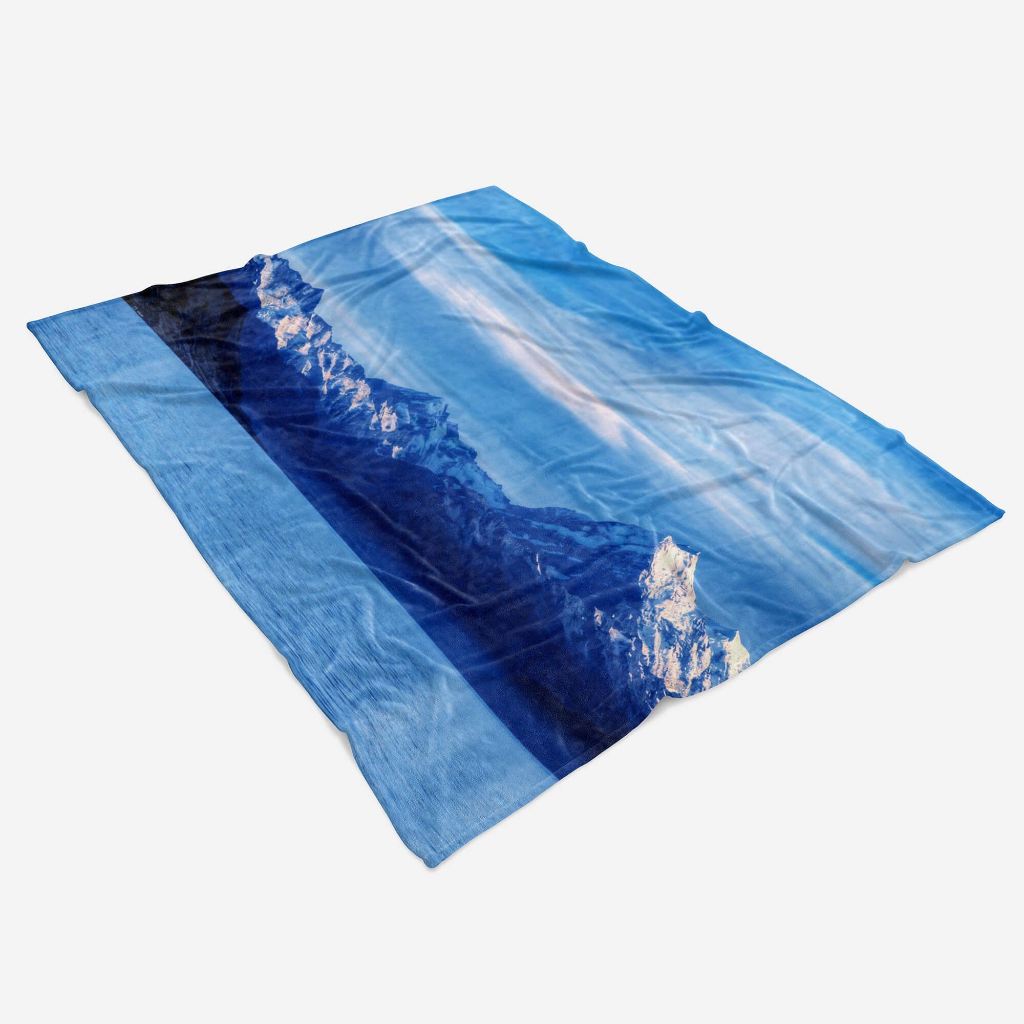 Handtücher Handtuch Berge, Kuscheldecke Art Baumwolle-Polyester-Mix mit Sinus Bergsee Strandhandtuch Natur Fotomotiv Handtuch (1-St), Saunatuch