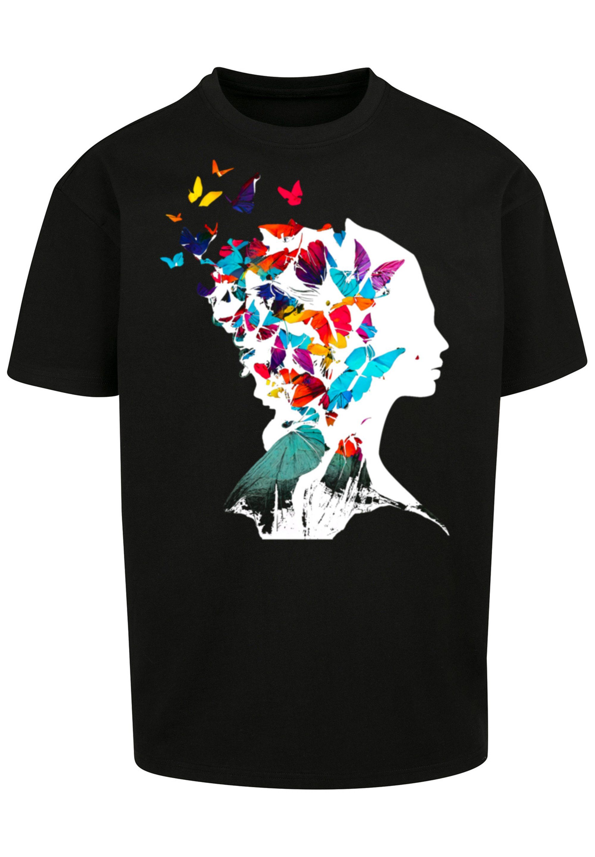 F4NT4STIC T-Shirt Schmetterling OVERSIZE Print TEE Silhouette schwarz