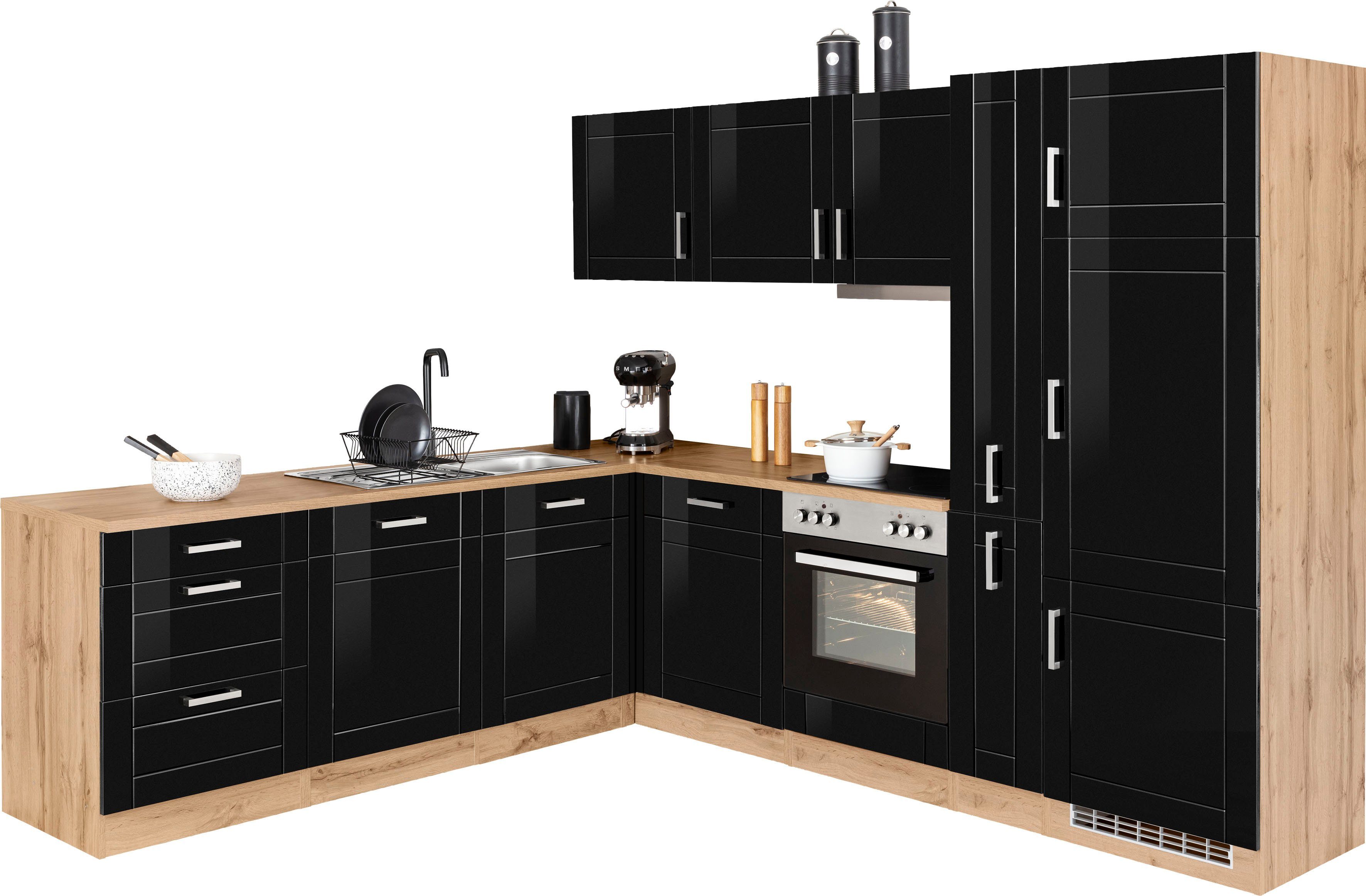 KOCHSTATION Winkelküche KS-Tinnum, mit E-Geräten, Stellbreite 240/270 cm