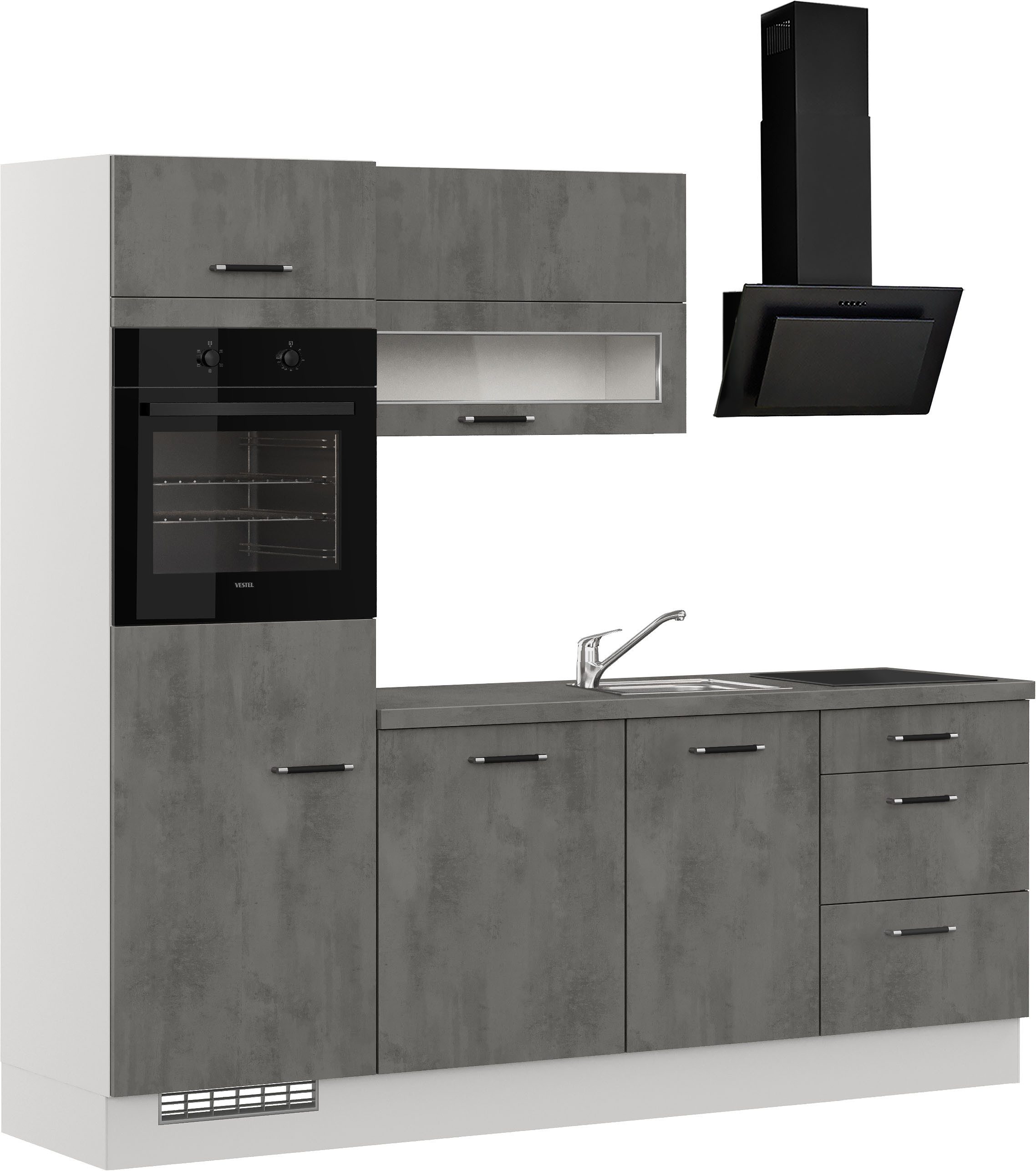 IMPULS KÜCHEN Küchenzeile Prag, Ausrichtung wählbar, Schubkästen mit Soft-Close, (Set), vormontiert, in verschiedenen Farben erhältlich, Breite 230 cm