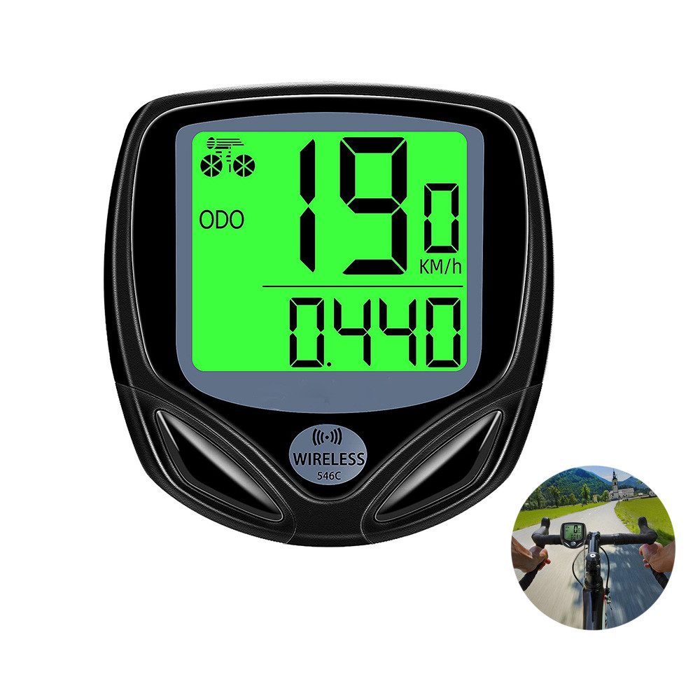 TUWENA Fahrradcomputer Wasserdichter kabelloser Fahrradcomputer mit LCD-Display, Automatisches Aufwachen, Nachtlicht