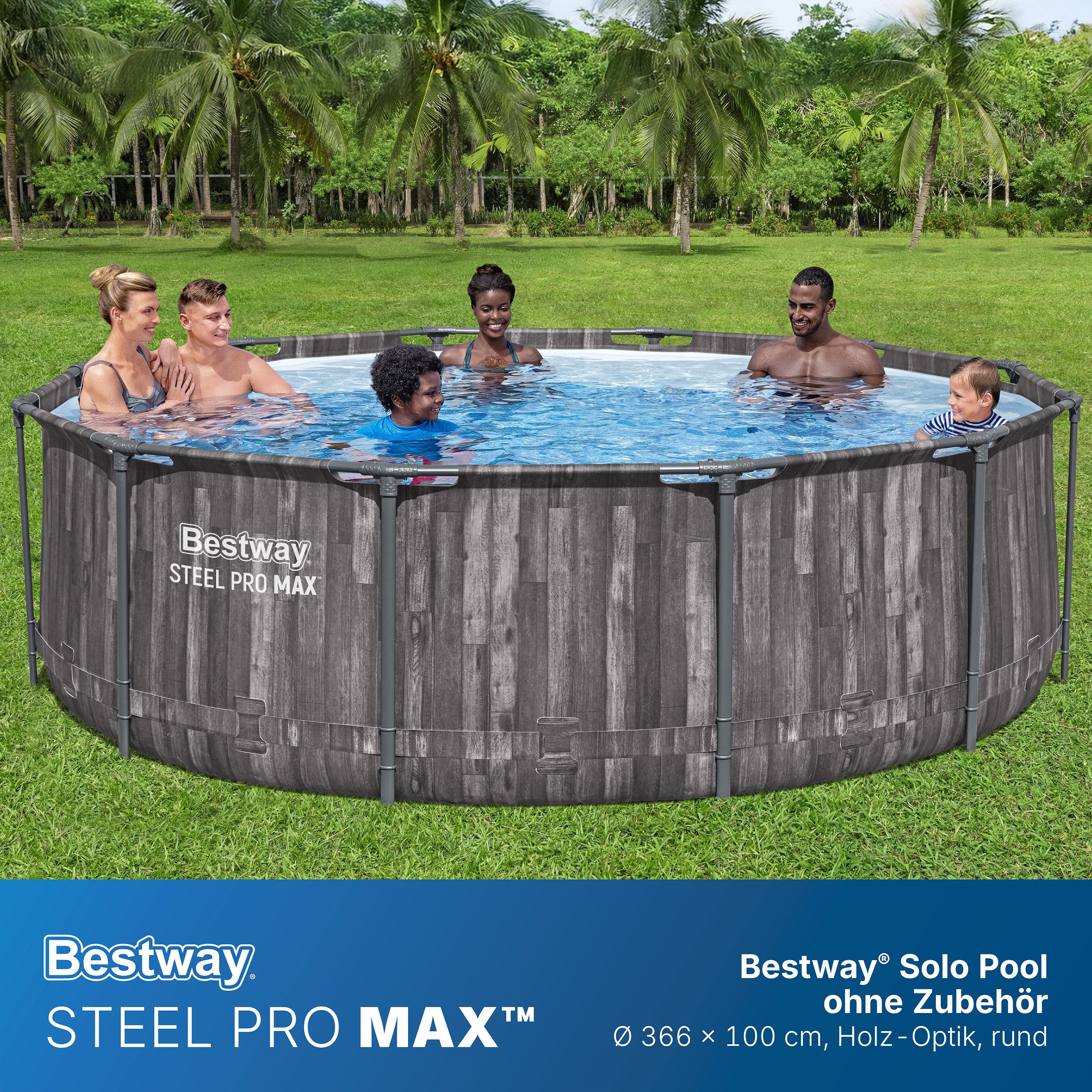 Bestway Framepool Steel Pro MAX (Packung, ohne Zubehör), Ø 366 x 100 cm