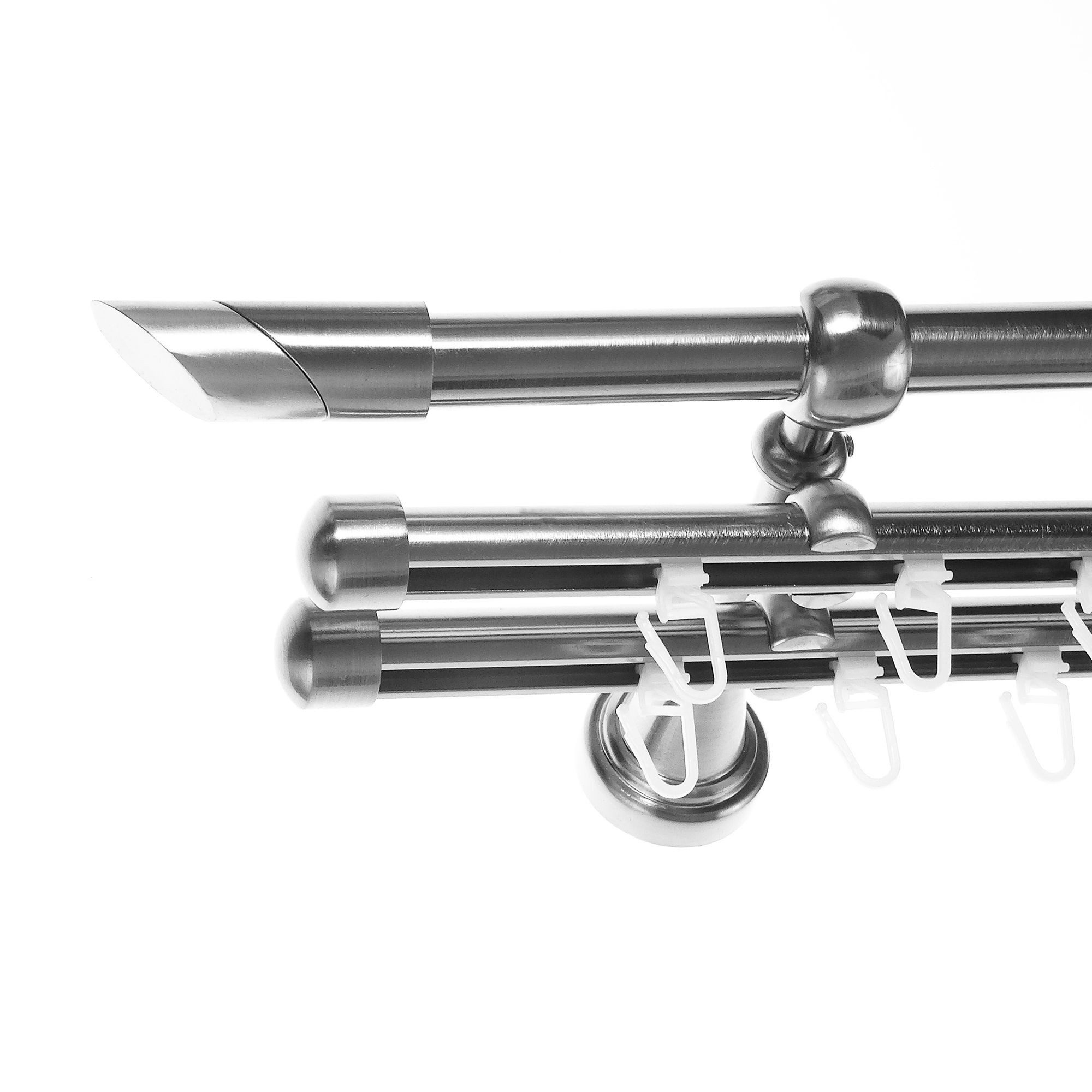 BASIT Gardinenstange Rohr und Innenlauf 16 mm mit Wandträgern 540 cm E13, Ø 16 mm, 3-läufig, verschraubt, Metall, H14 RI 540 cm E13 Schräge