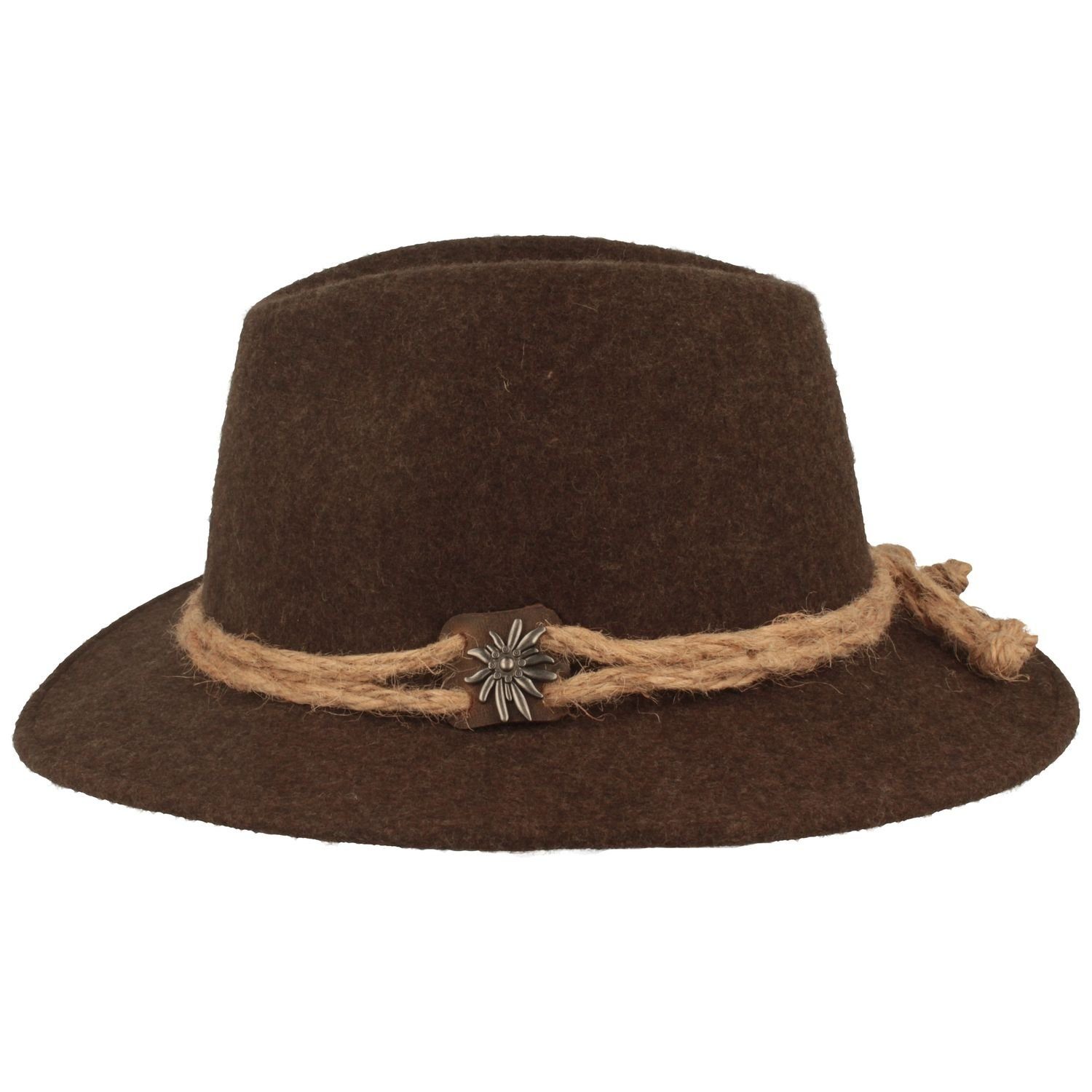 Breiter Filzhut Traveller Tiroler-Art mit breiter Krempe günstig online kaufen
