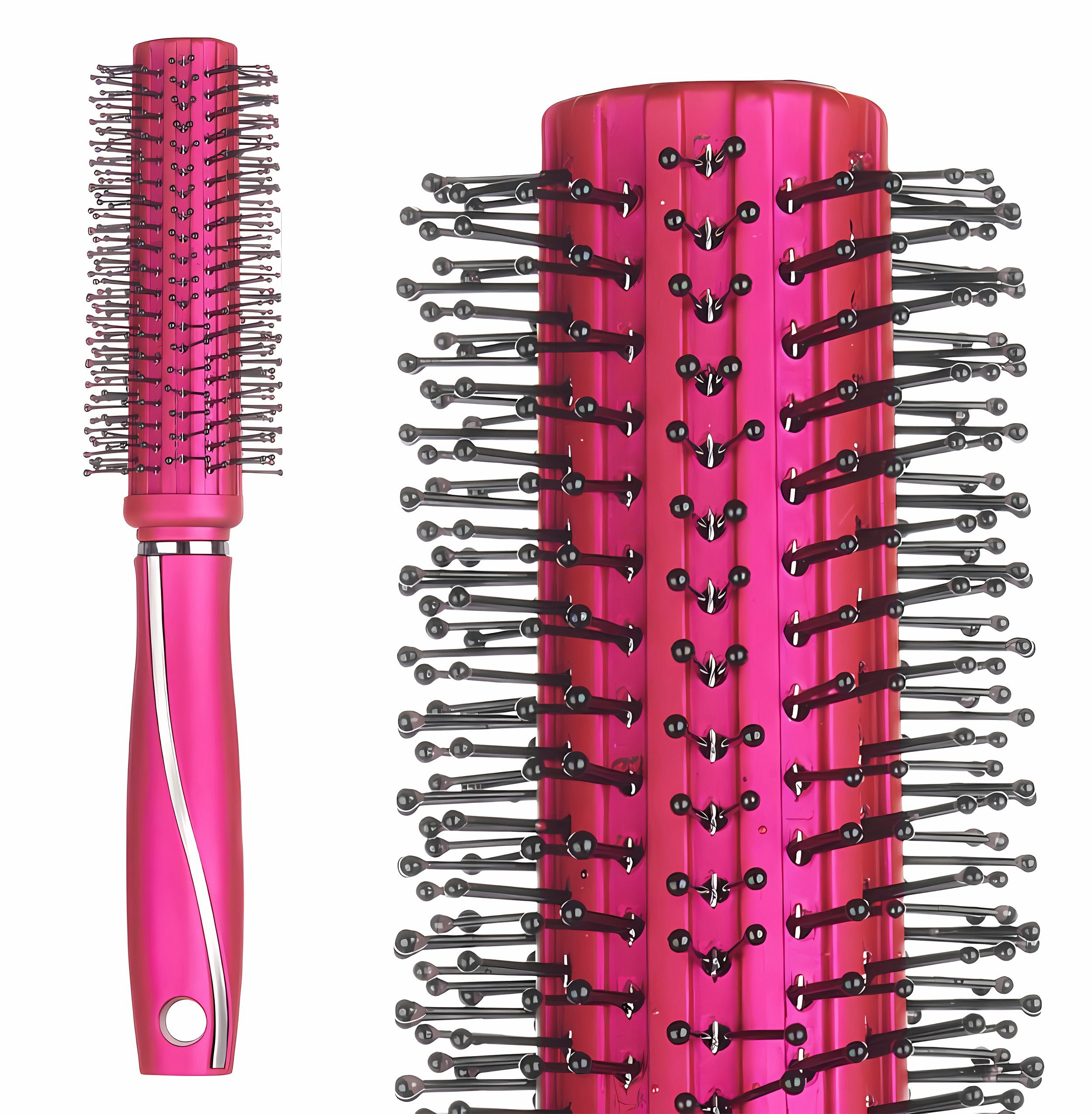 Berilo Rundbürste LOCKENHAARBÜRSTE 24cm Silikon mit Noppen Haarbürste  (Pink-46), Rundbürste Massagebürste Fönbürste Rund Massage Haar Kamm Bürste