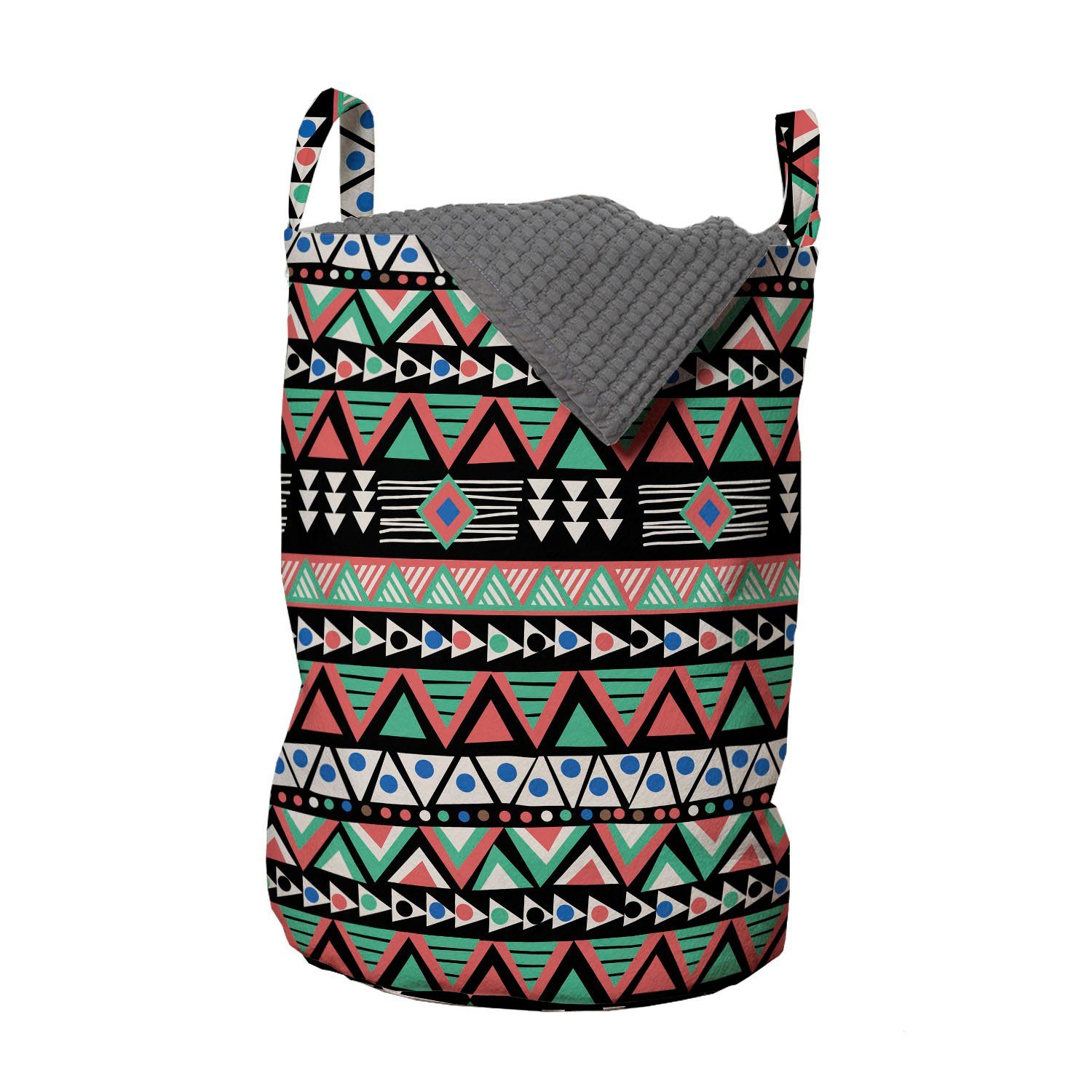 Griffen Aztekisch Triangles Abakuhaus Wäschesäckchen für Wäschekorb Art Kordelzugverschluss Waschsalons, Ethnische mit Kunst