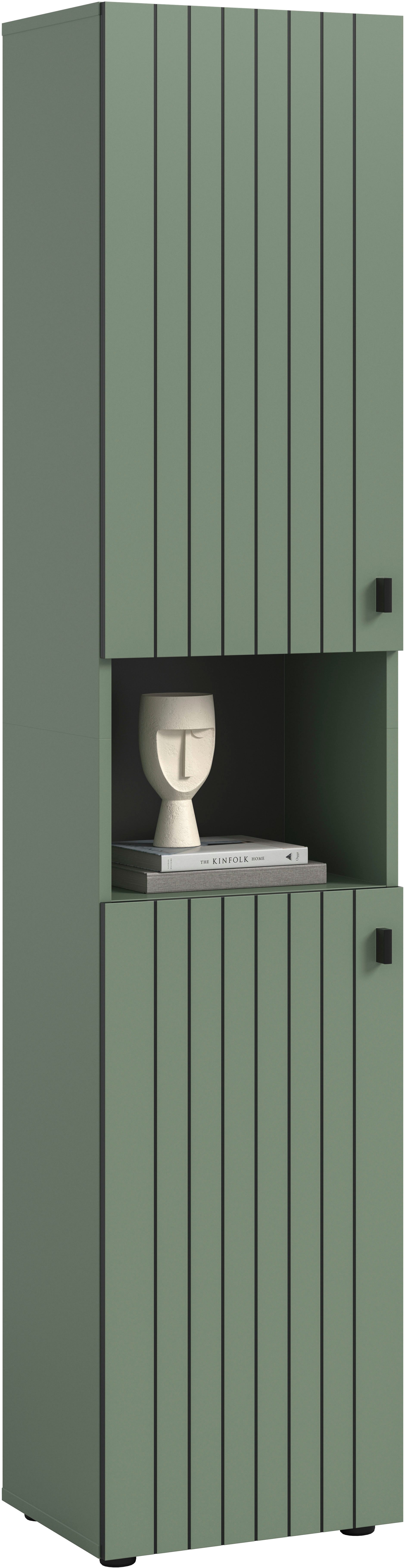 Home affaire Garderobenschrank TATIO, Höhe 192 cm, Rillenoptik, 2 Türen, offenes Fach (1-St) Garderobenschrank, Flurschrank, Dielenschrank, Hochschrank