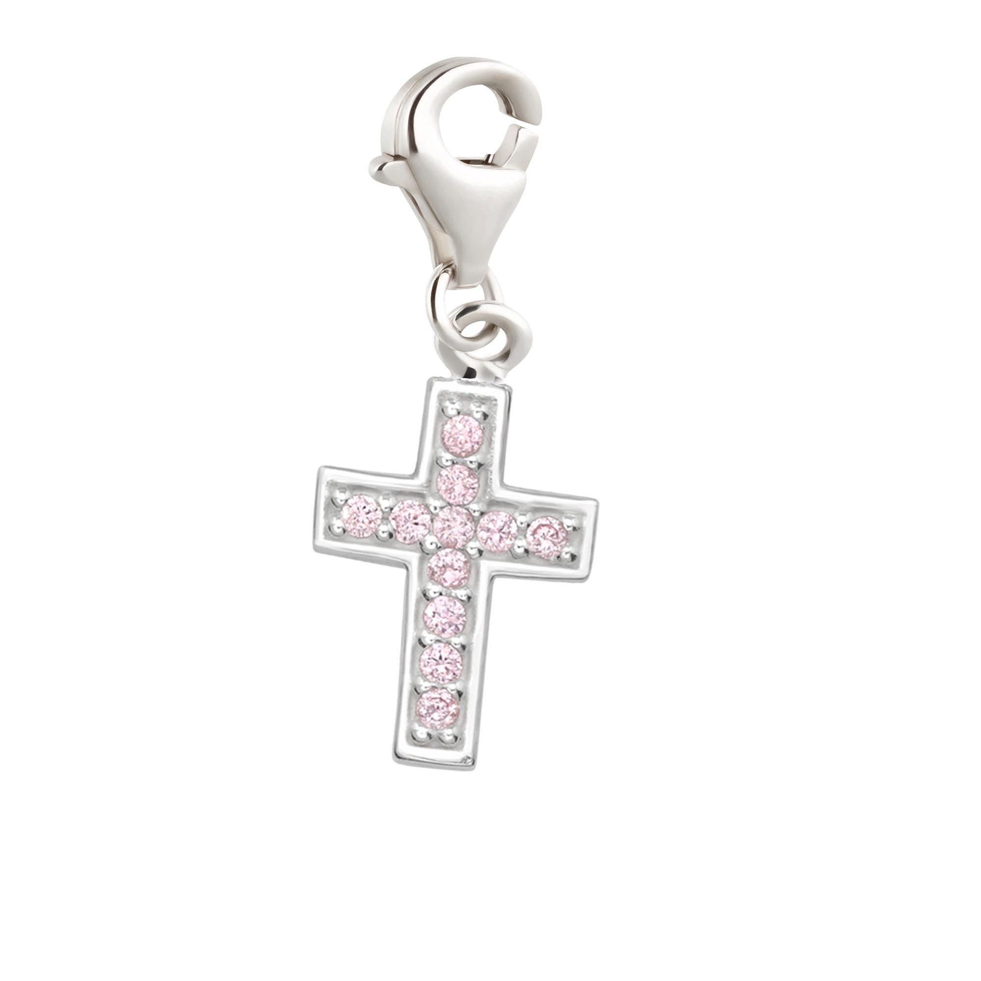 Charm-Einhänger Charm Anhänger Kreuz Zirkonia 925 Silber