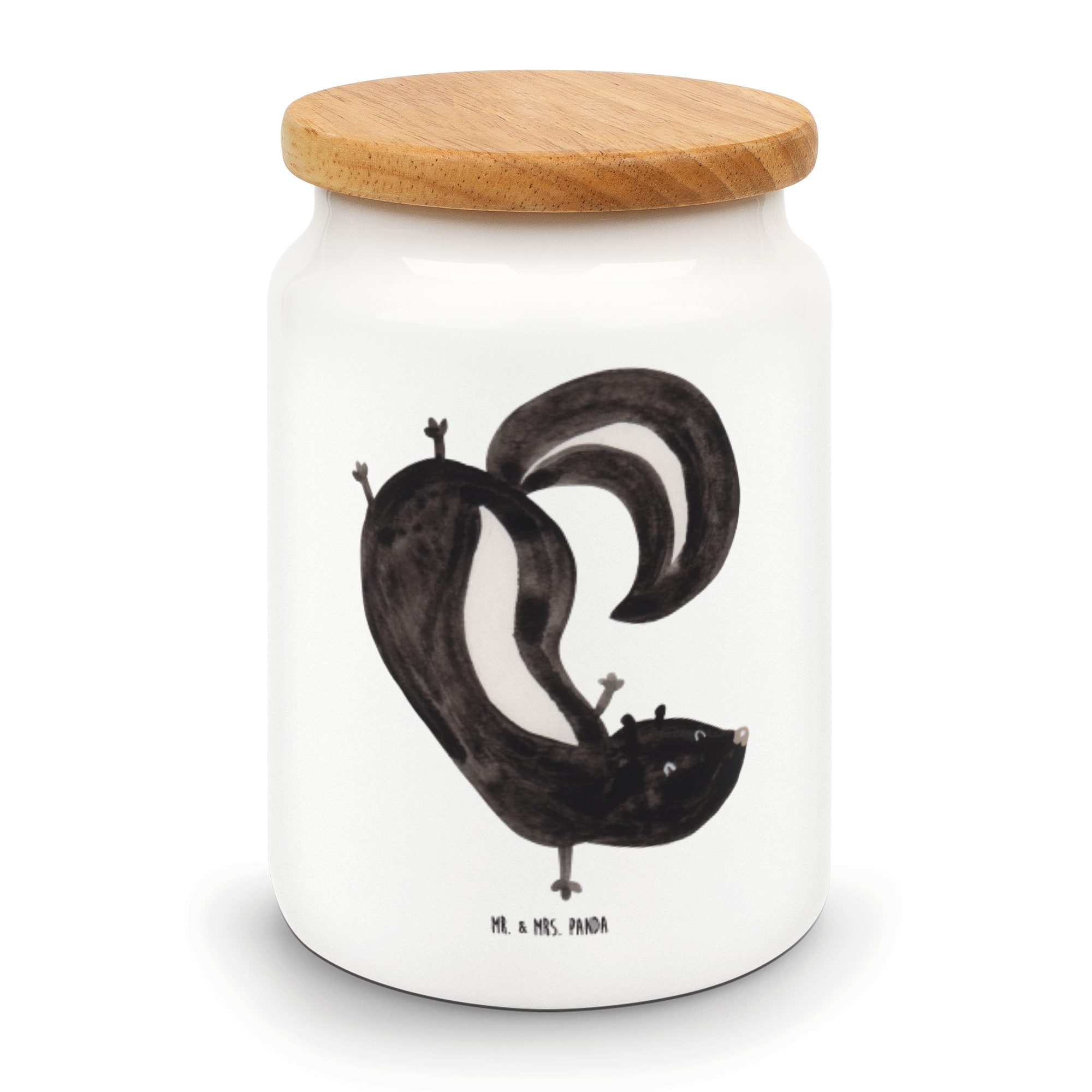 Vorratsdose Keramik, (1-tlg) Handstand - Skunk, Mr. Stinktier Keksdose, Weiß Mrs. Geschenk, Leckerlidose, Panda - &