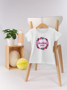 Shirtracer T-Shirt Schulkind 2024 Blumenkranz Einschulung Mädchen