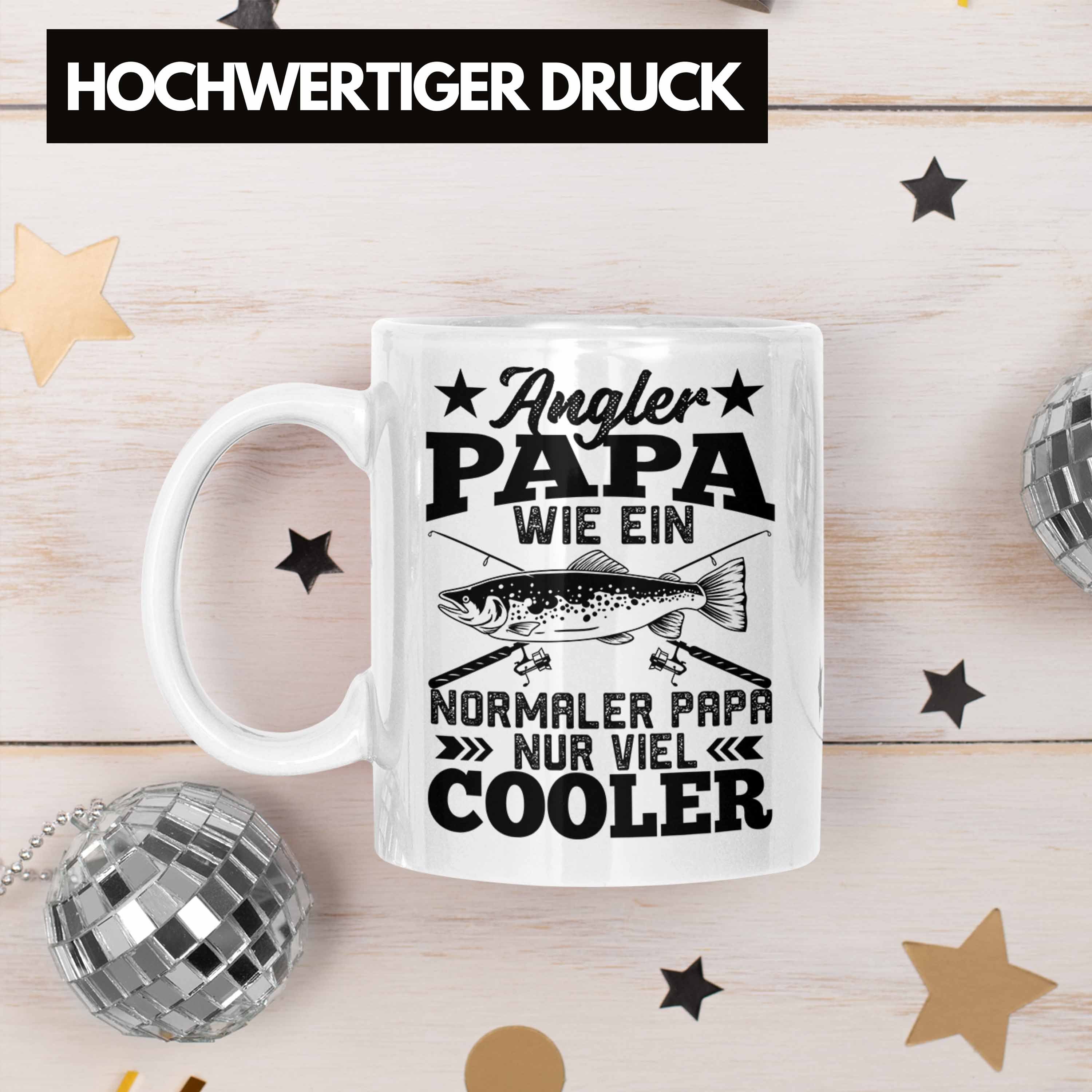 Trendation Tasse Spruch Angeln zum Tasse Lustiger Fischen Trendation Fischer Angler - Geschenkidee Papa Vatertag Geschenk Weiss