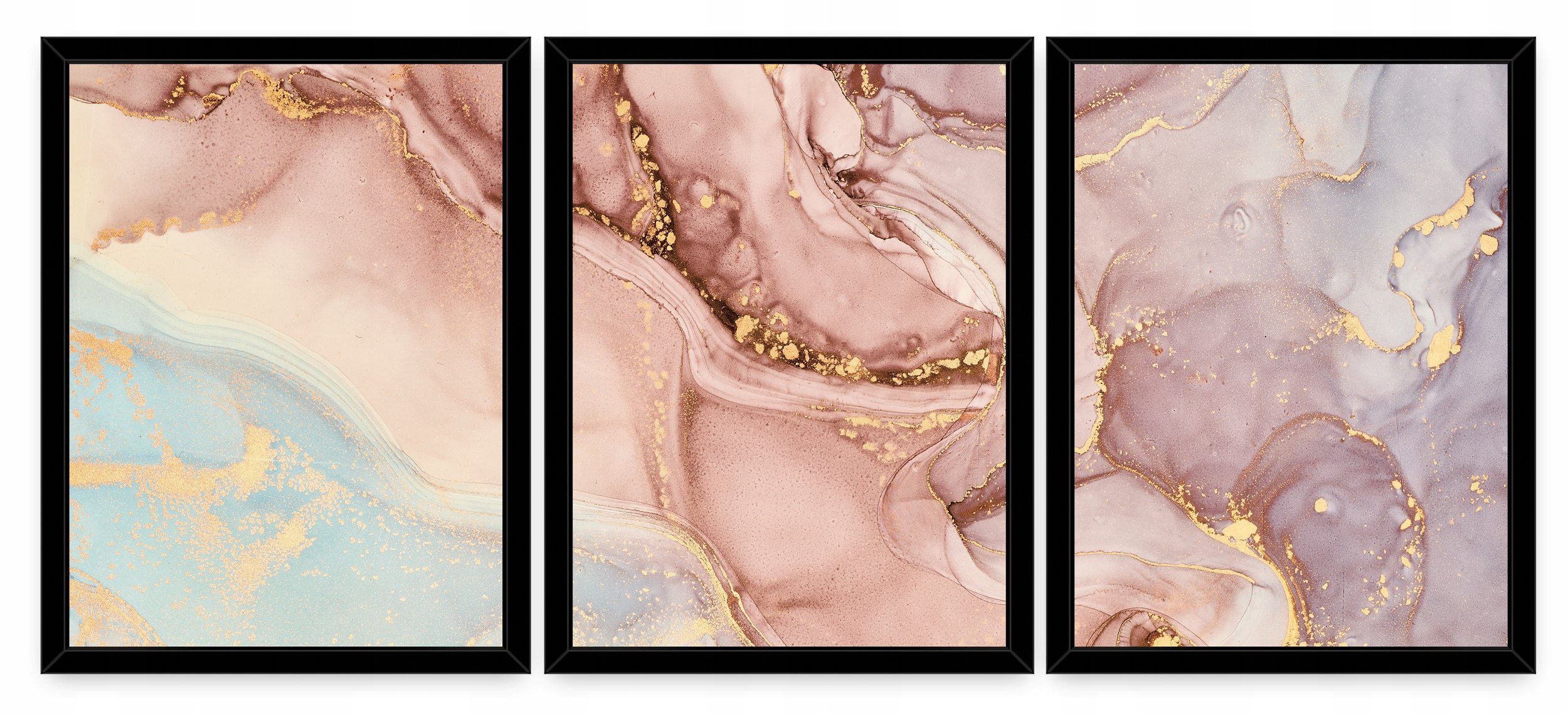 Wallarena Poster Set Mit Rahmen 3 Teilig Kunstdruck 3er Bilder Wandbilder Wohnzimmer, Abstrakt (3er, 3 St), SET 30x40 cm x 3 Wandbild