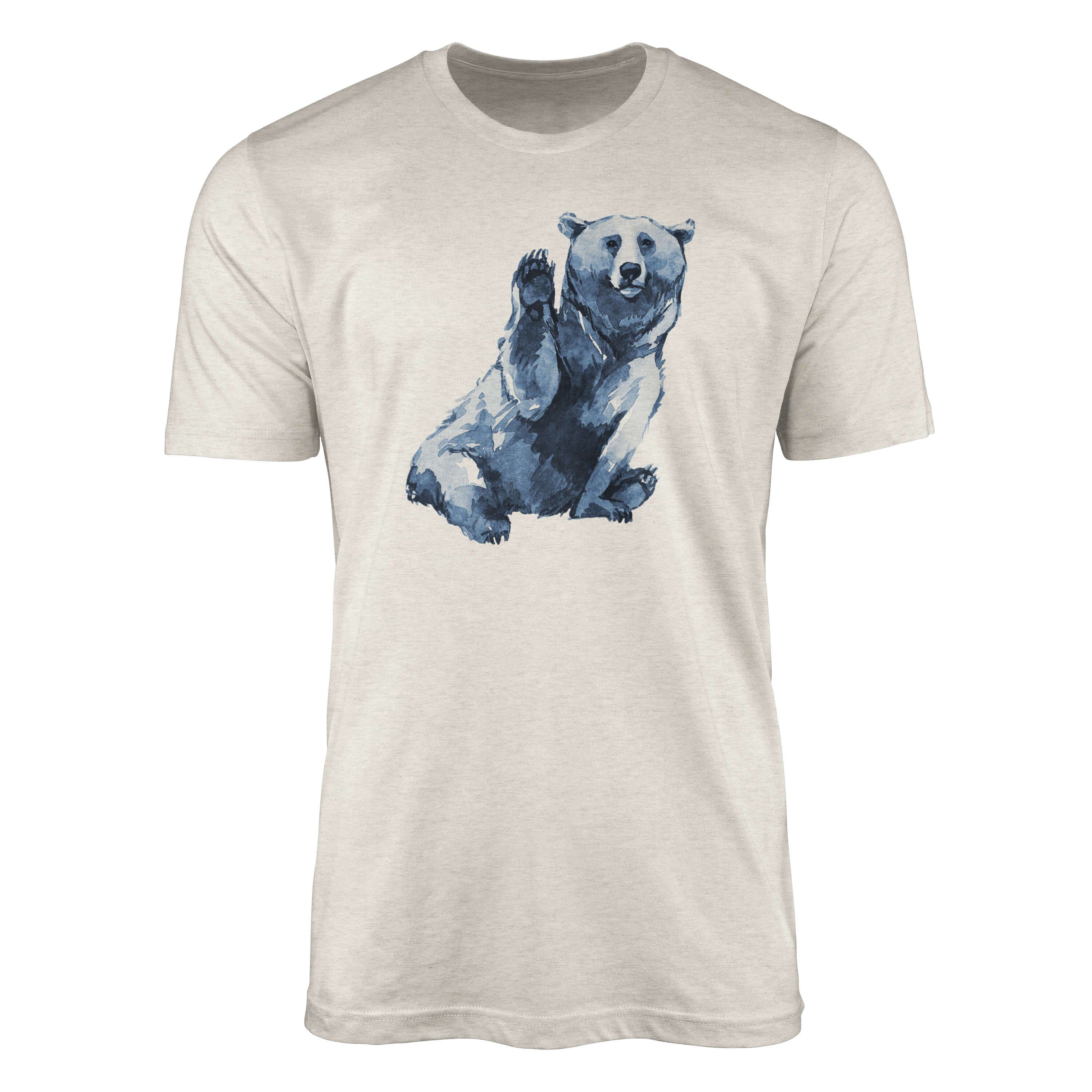 Herren aus Shirt T-Shirt erneuerb (1-tlg) Bio-Baumwolle 100% Art gekämmte T-Shirt Motiv Aquarell Nachhaltig Sinus Ökomode Bär