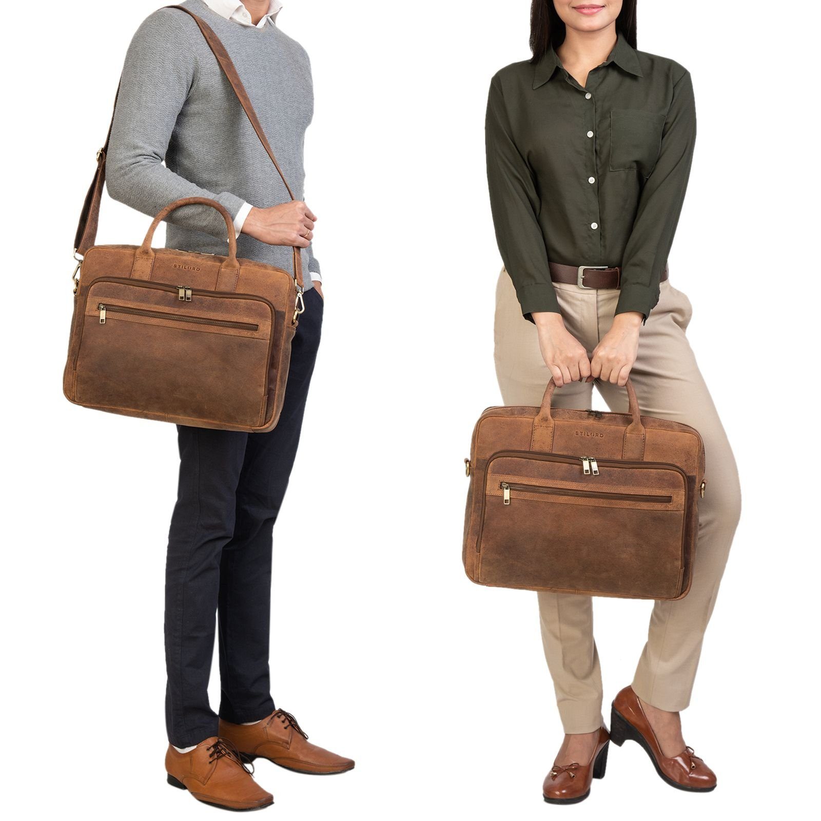 STILORD Laptoptasche "Dawson" Leder Aktentasche Umhängetasche