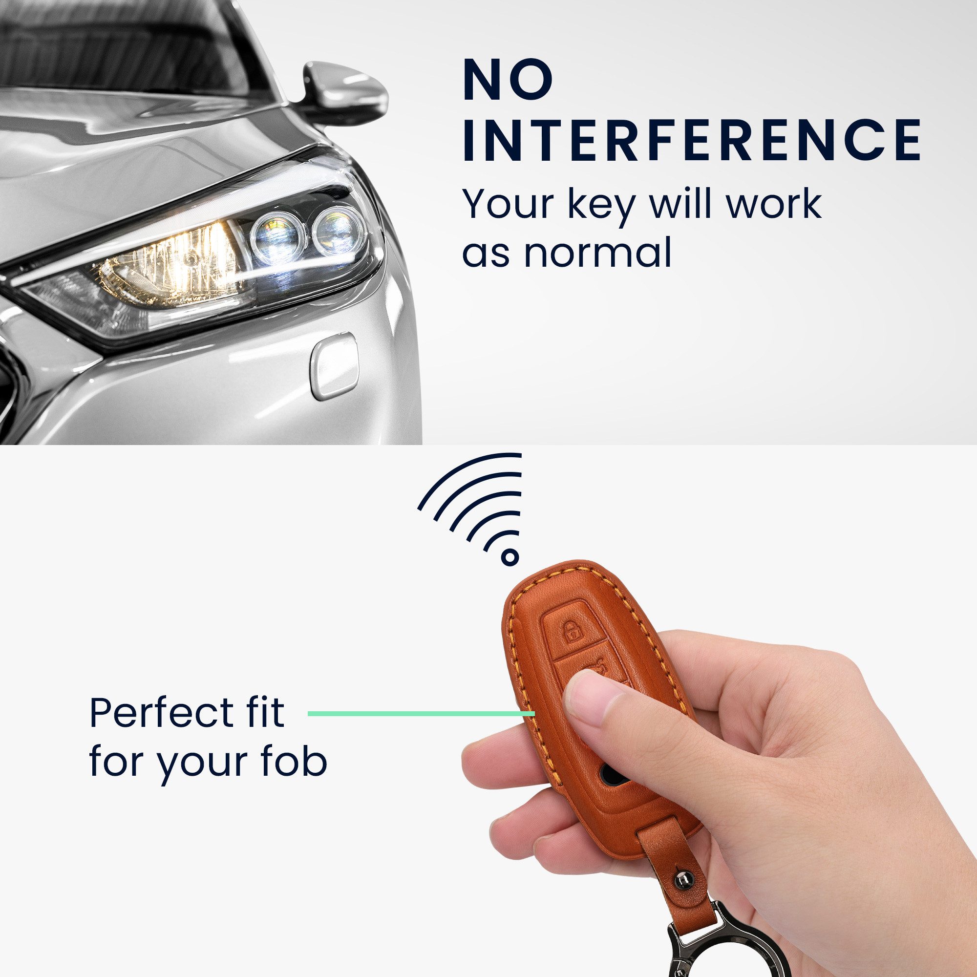kwmobile Schlüsseltasche Hülle für Audi A6 A7 A8 Q7 Q8 3-Tasten Autoschlüssel Keyless (1-tlg), Premium Leder Autoschlüssel Schlüssel Tasche