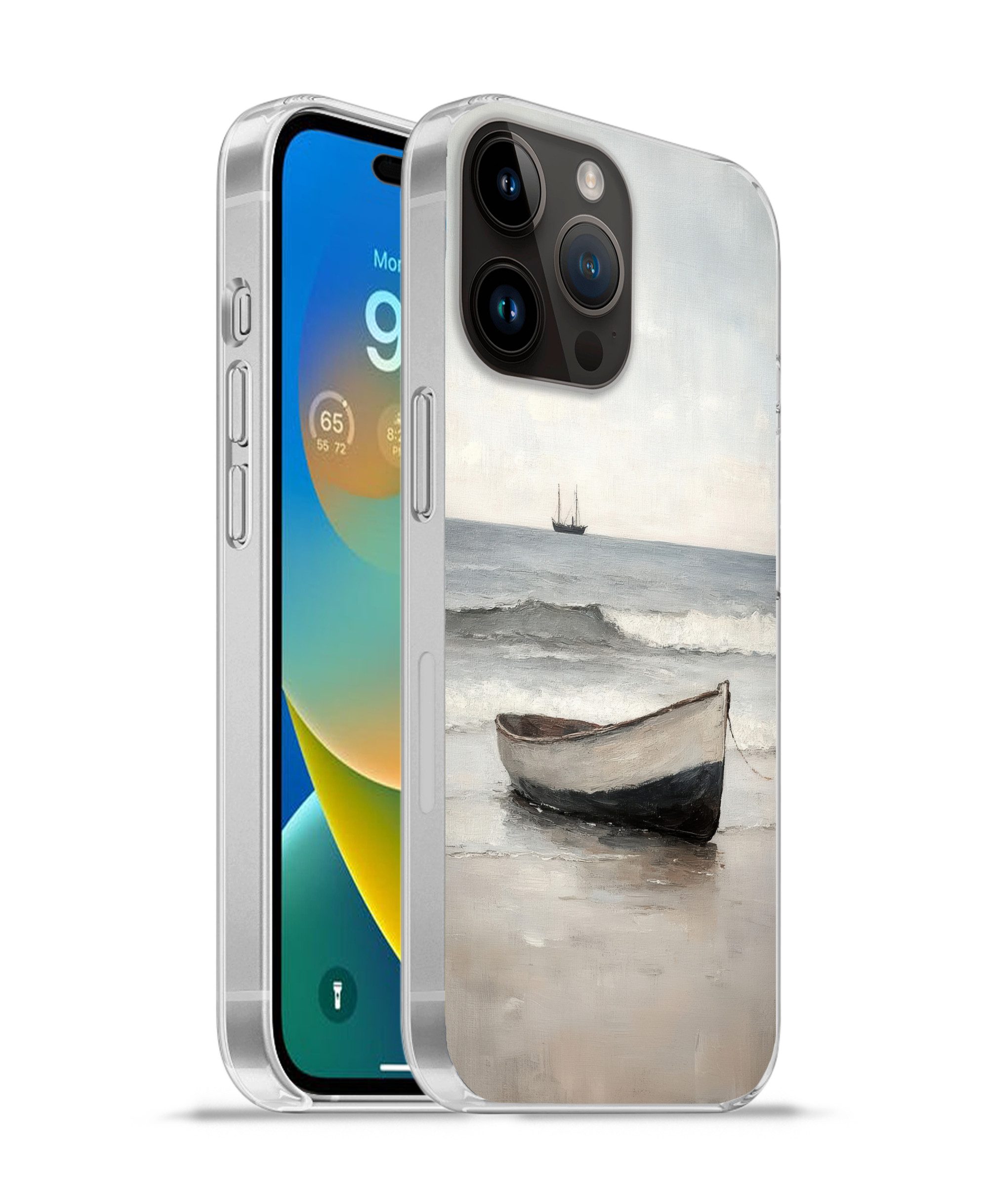 MuchoWow Handyhülle für Apple iPhone 14 Pro Ruderboot - Meer - Horizont, Smartphone-Bumper, Print, Handy Schutzhülle Dünn