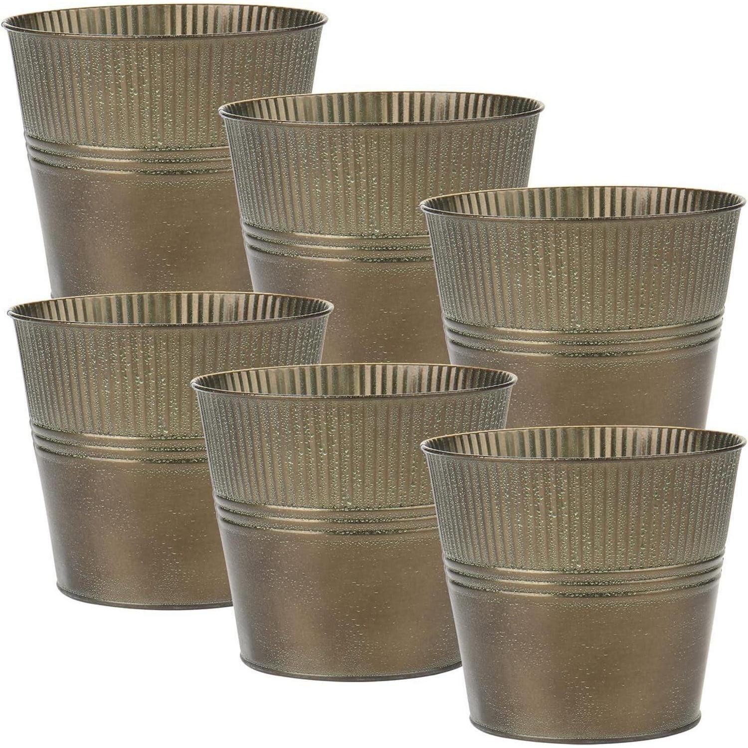 Oairse Blumentopf 6er Set Verzinkte Blumentöpfe Vintage-Stil für Pflanzen drinnen und