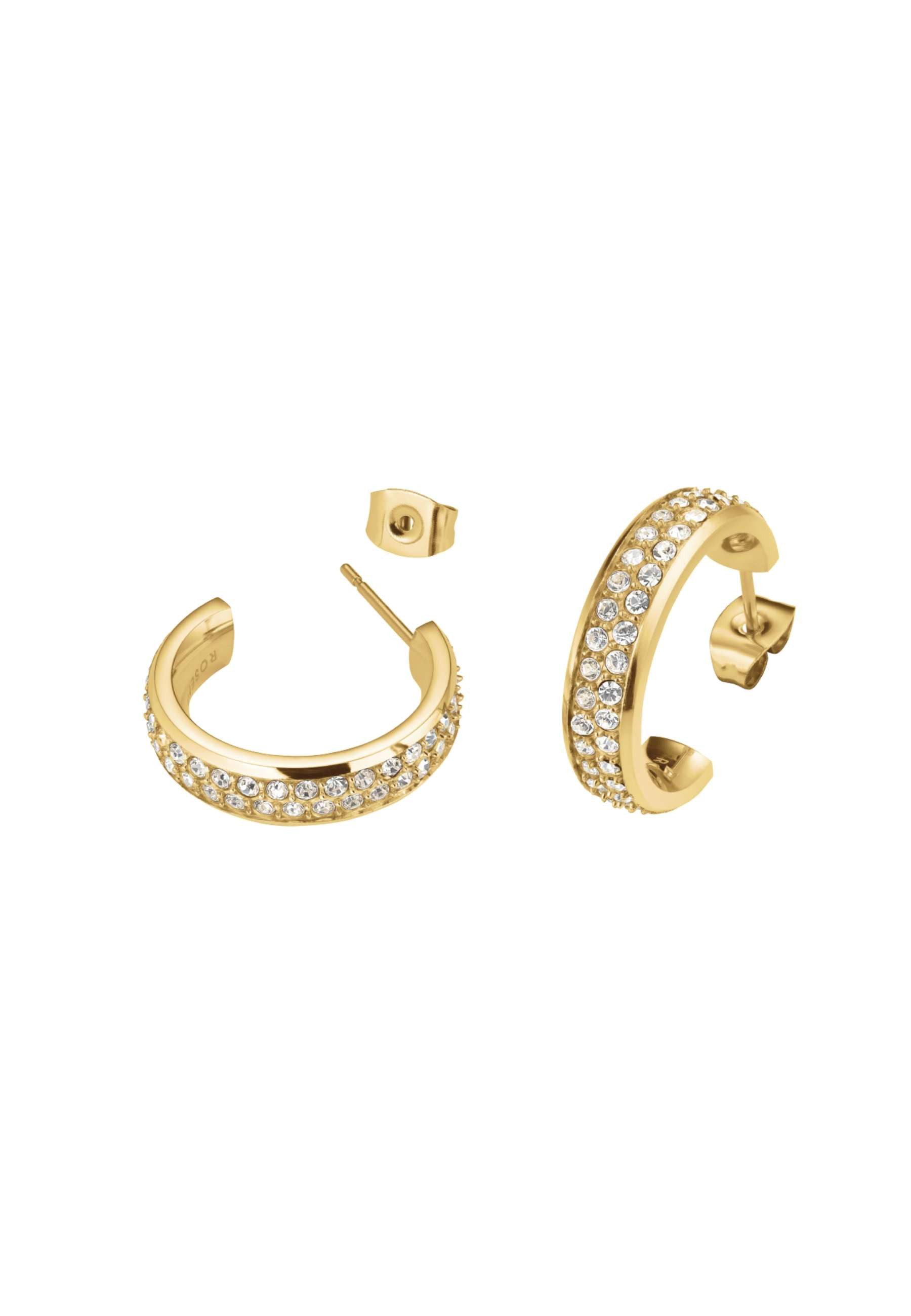ROSEFIELD Ohrring-Set ROSEFIELD Crystal Hoops Kristall-Creolen Goldfarben
