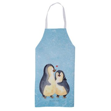 Mr. & Mrs. Panda Kochschürze Pinguin umarmen - Eisblau - Geschenk, Jahrestag, Umarmung, Latzschürz, (1-tlg), Mit süßen Motiven