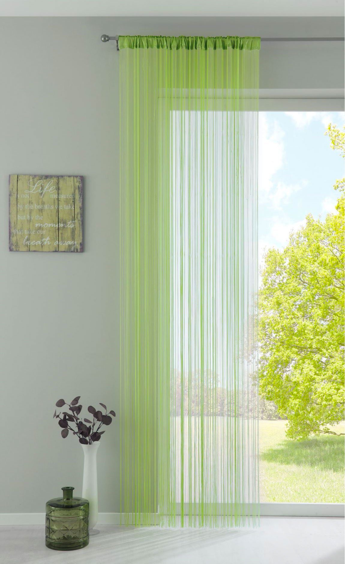 Kräuselband Gardine, transparent, Apfelgrün Gardinenbox, St), 20303CN Raumteiler (1 Fadengardine Tunneldurchzug Stangendurchzug