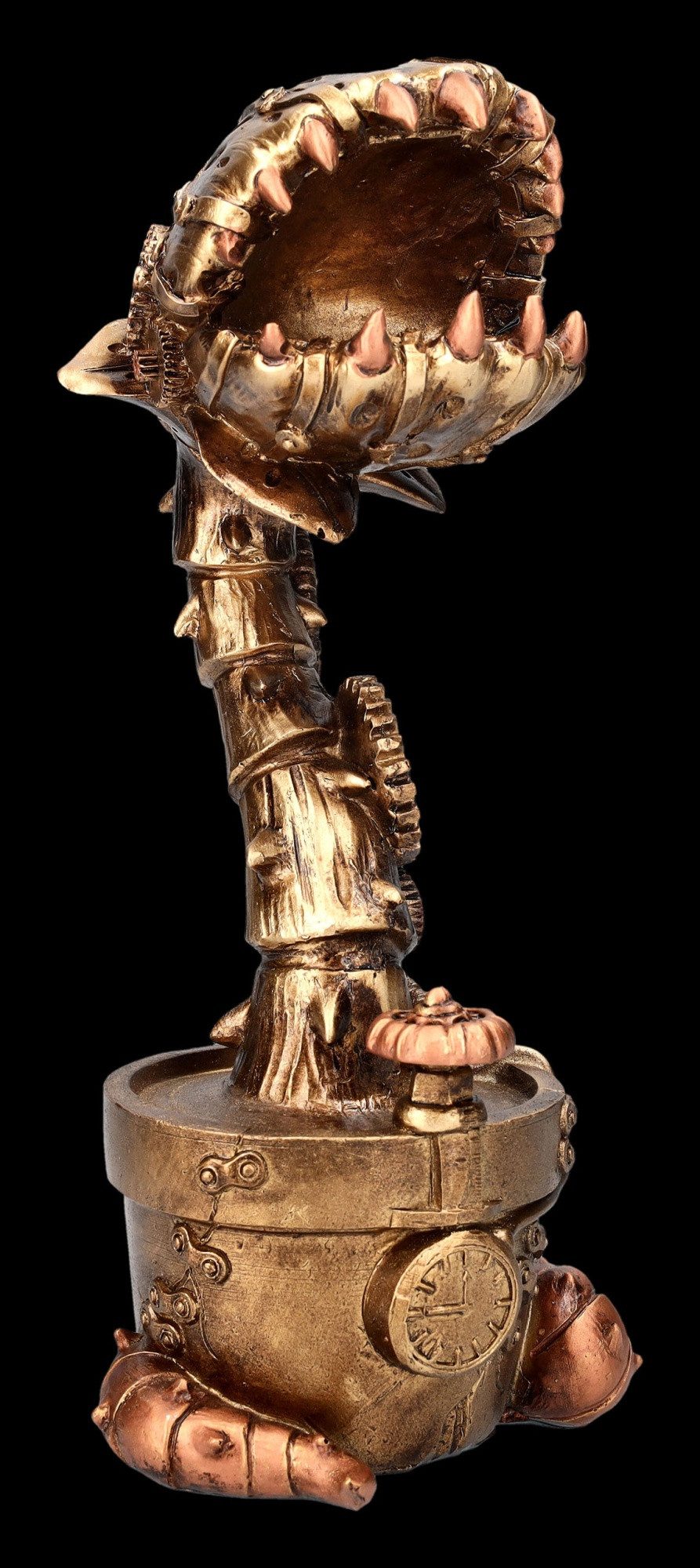 Figuren Shop GmbH Dekofigur Steampunk Figur - Fleischfressende Pflanze goldfarben - Dekoration
