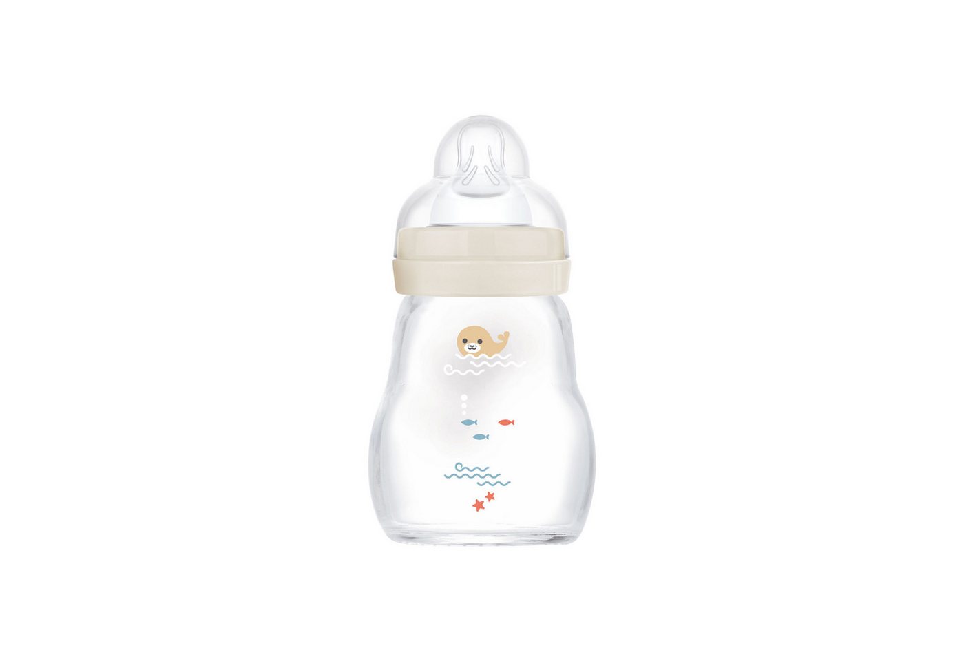 MAM Babyflasche Glasflasche Feel Good Matt, mit Skin Soft Anti-Kolik Silikon Weithals Trinksauger