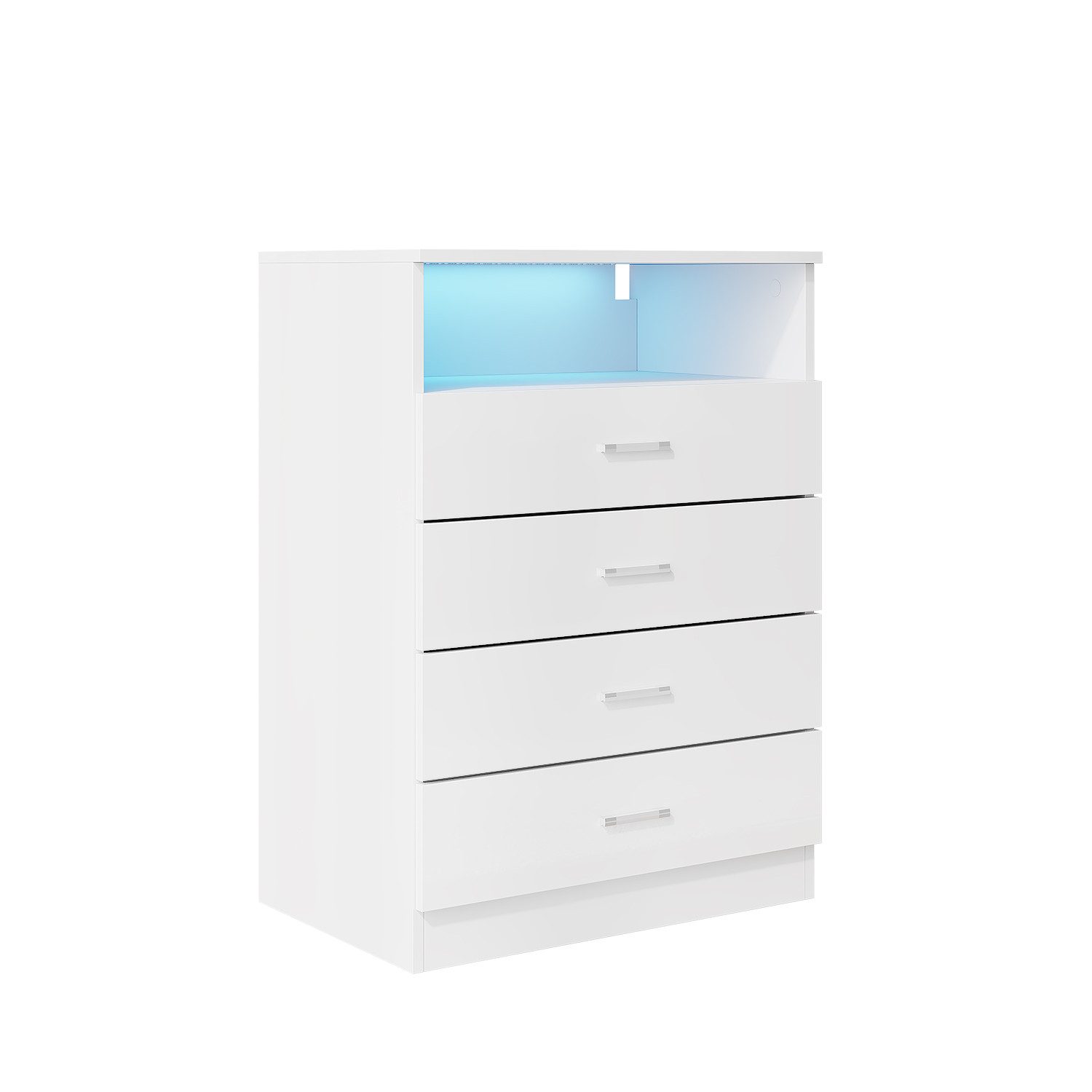 SONNI Kommode kommode Weiß,4 schubladen und offene Fächer, 60x40x83cm, mit led beleuchtung