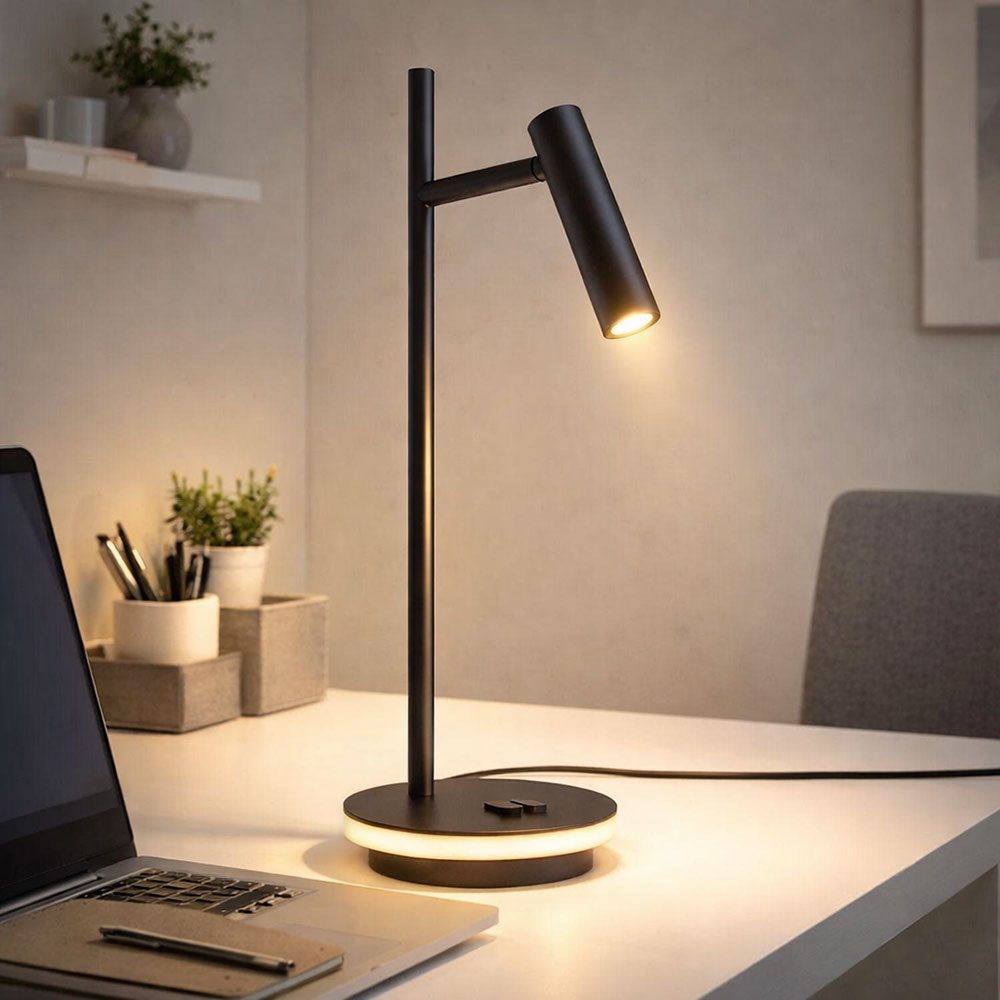 Maytoni Tischleuchte, LED-Leuchtmittel fest verbaut, Tischlampe Schreibtischlampe Tischleuchte schwarz Spot beweglich LED