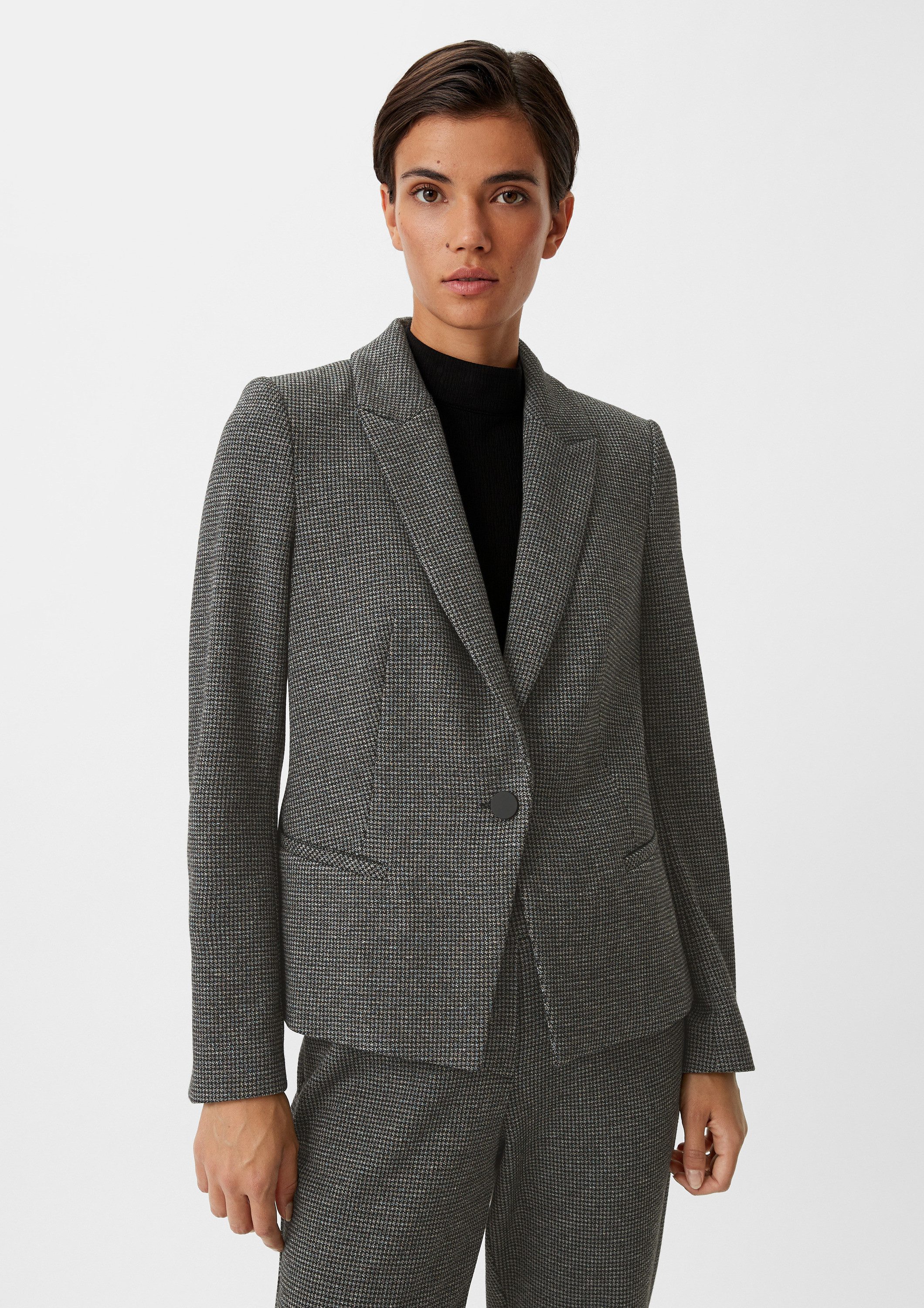 comma Jackenblazer Indoor-Blazer Blazer mit Pepita-Muster
