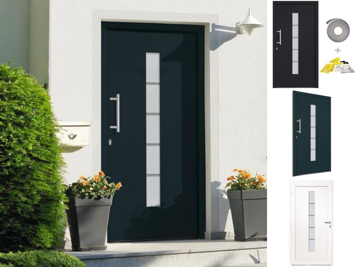 vidaXL Haustür Haustür Aluminium und PVC Anthrazit 100x200 cm EIngangstür  Außentür Nebeneingangstür