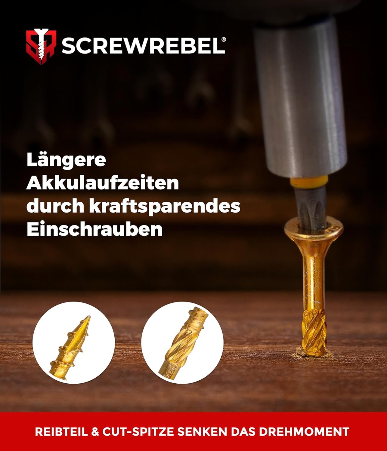 SCREWREBEL Holzbauschraube Holzbauschraube Senkkopf, Teilgweinde, gelb verzinkt, ETA, Torx, (100 St)