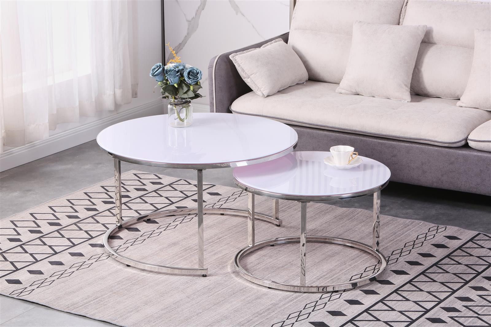 HOOZ Couchtisch Couchitsch 2er Set Rund (Wohnzimmertisch, 2 Tische), Höhe 4 günstig online kaufen