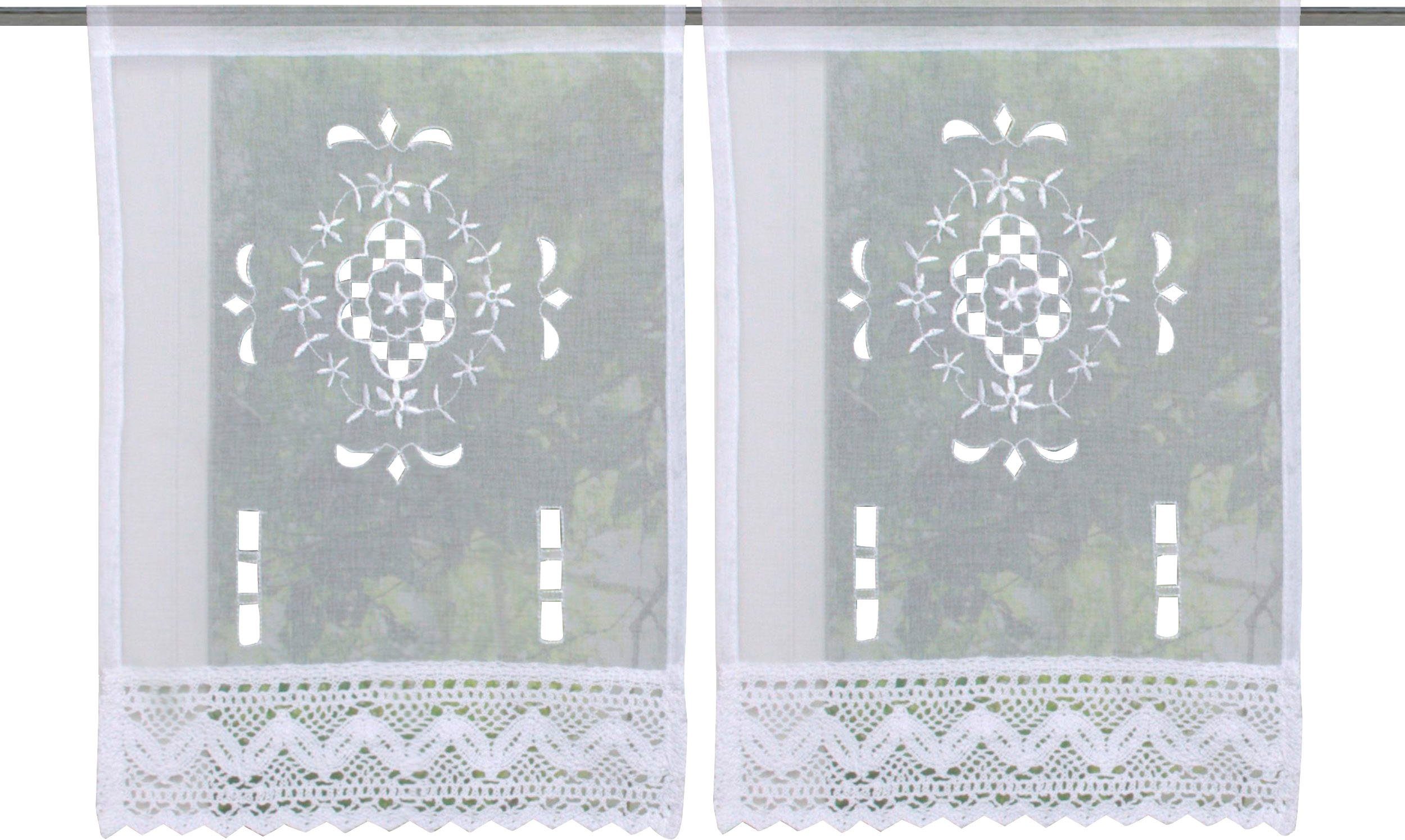 HOME WOHNIDEEN Scheibengardine ALEGRA (2 St), Stangendurchzug, halbtranspar günstig online kaufen