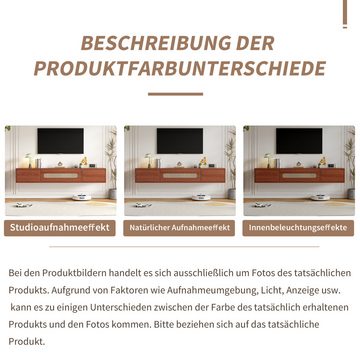 Merax Lowboard, Wandmontage mit Rattantür, TV-Board, TV-Schrank, Landhaus, B:140cm