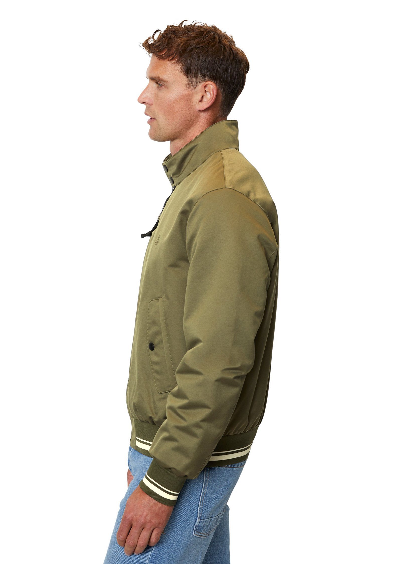 Marc O'Polo Outdoorjacke mit Biker-Kragen grün