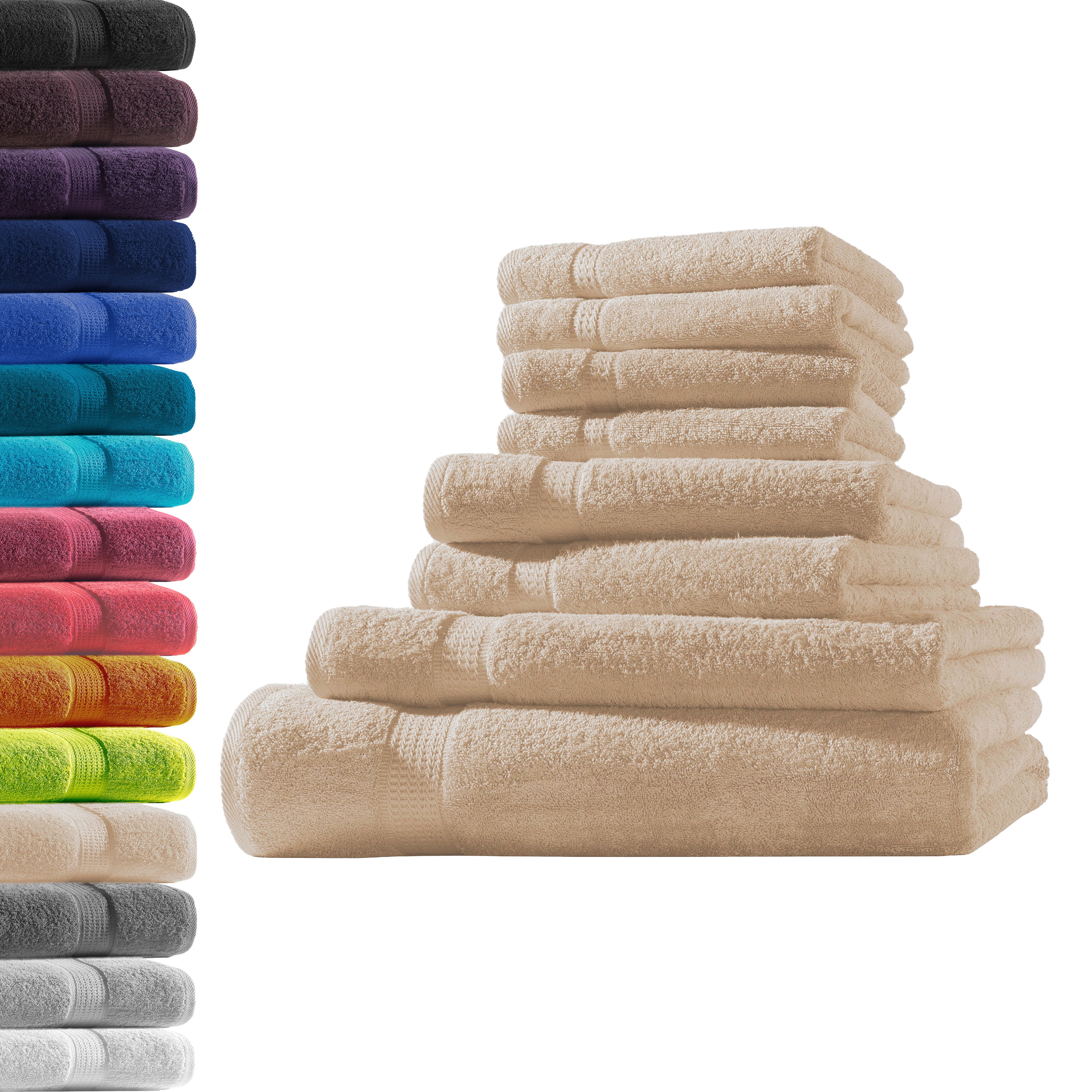 Hometex Premium Textiles Handtuch in Premium Qualität 500 g/m², Feinster Frottier-Stoff 100% Baumwolle, 1x Badetuch + 1 Duschtuch + 2 Handtuch + 4 Gästetuch, weich, saugfähig, extra schwer & flauschig