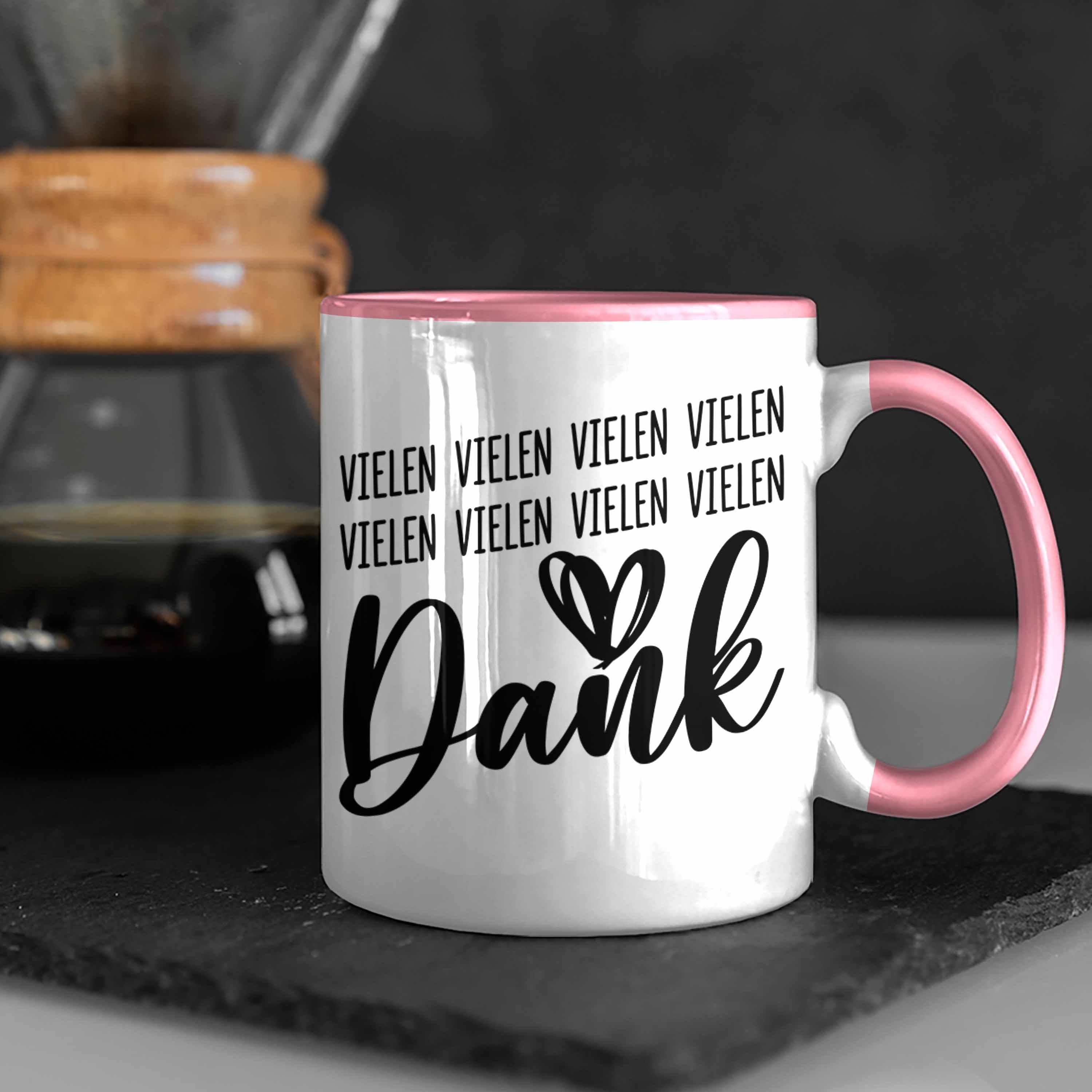 Trendation Tasse Trendation Danke Dankbar Sagen Geschenke Dankeschön Kaffeetasse Geschenkidee - Dankbarkeit Rosa Danke Tasse