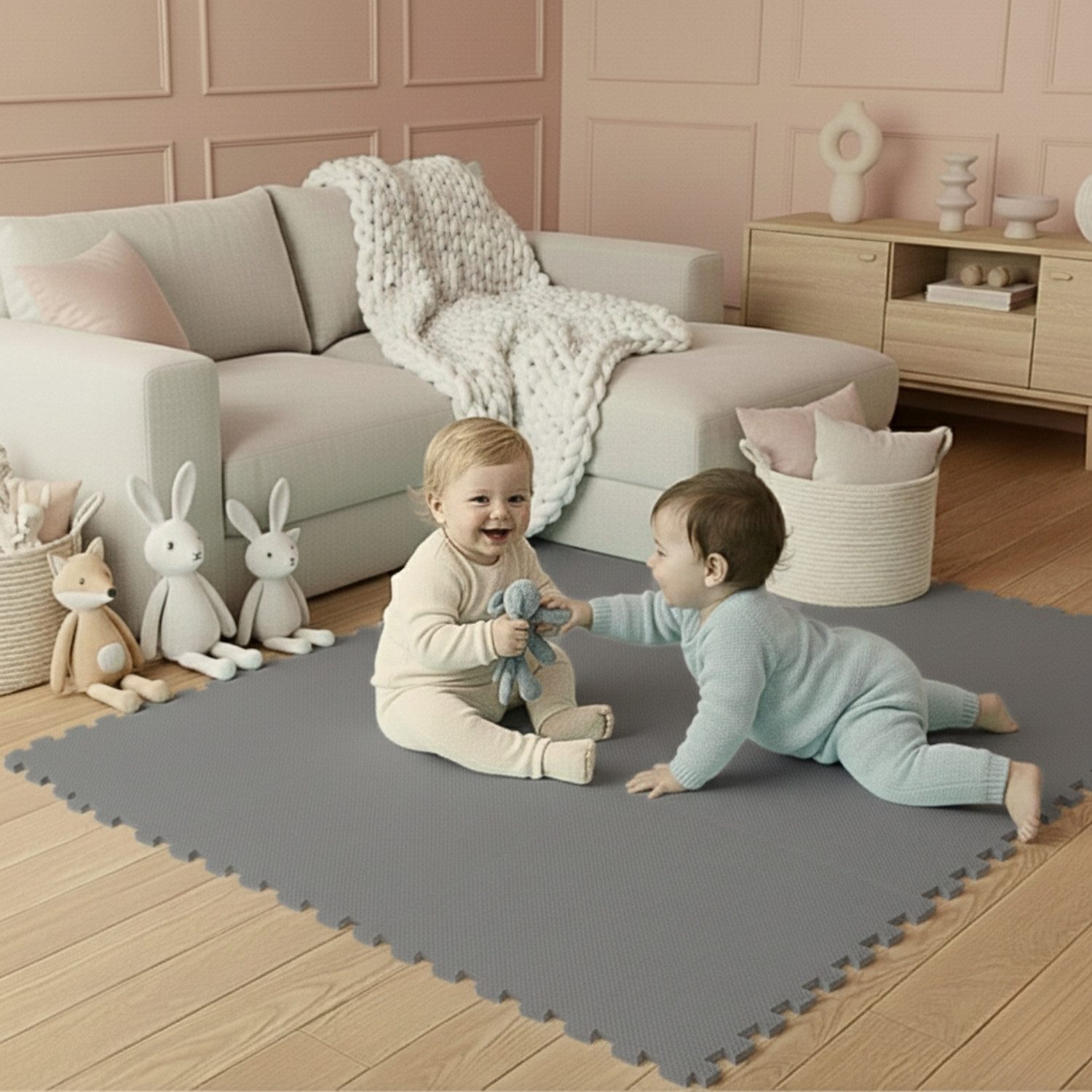 LittleTom Puzzlematte ab dem 1. Tag - 18 Teile Baby Spielmatte - 30 x 30 Kinder Krabbelmatte, (18-tlg), Spielunterlage für Babys und Kleinkinder - Kinderzimmer Puzzleteppich