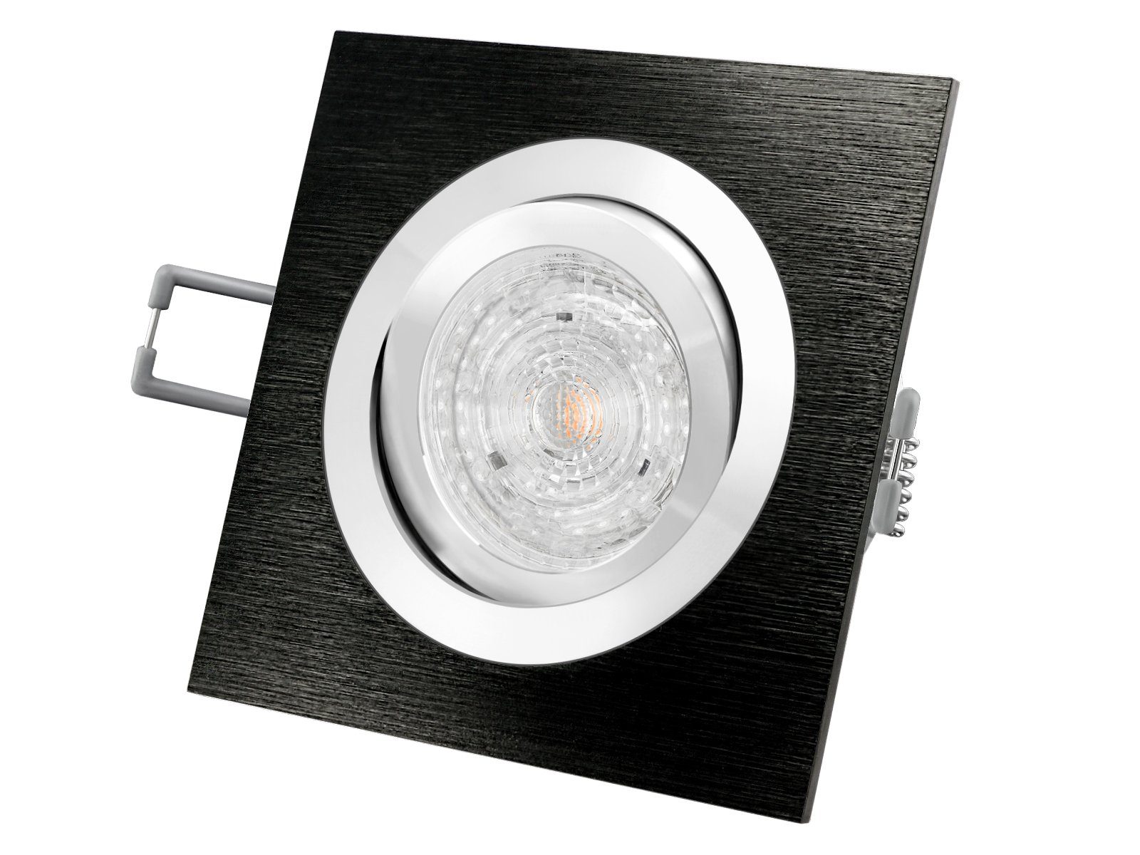 Spot schwarz LED-Einbauleuchte Neutralweiß QF-2 Einbaustrahler Alu LED 4,9W schwenkbar, SSC-LUXon neutralweiss,