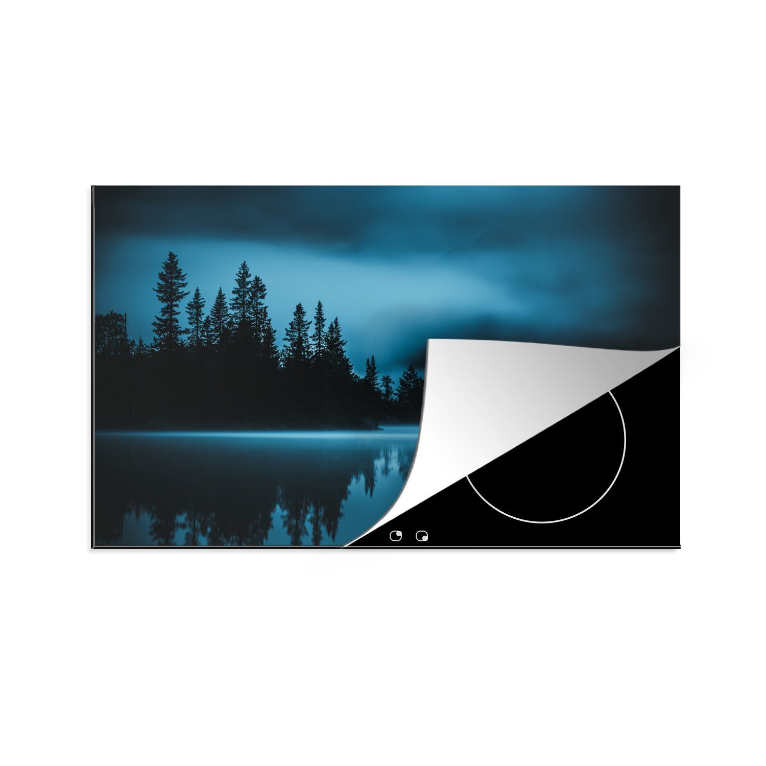 MuchoWow Herdblende-/Abdeckplatte Wald - Nebel - Wasser, Vinyl, (1 tlg), 81x52 cm, Induktionskochfeld Schutz für die küche, Ceranfeldabdeckung